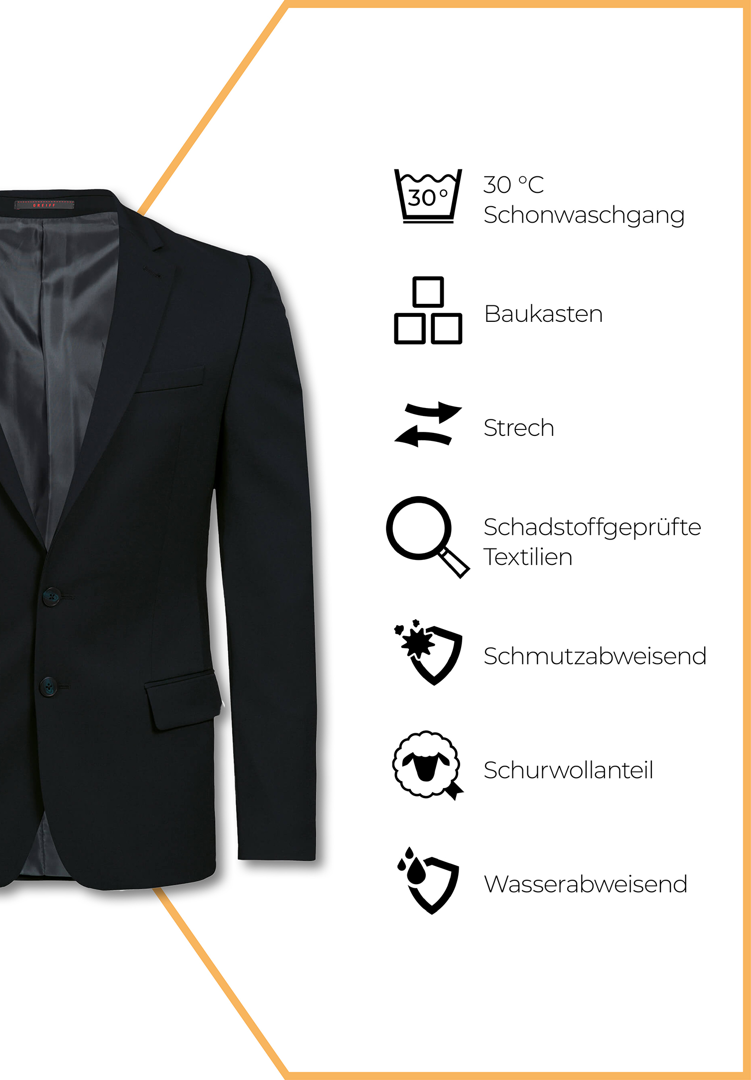 vito sakko slim fit - schwarz - 102