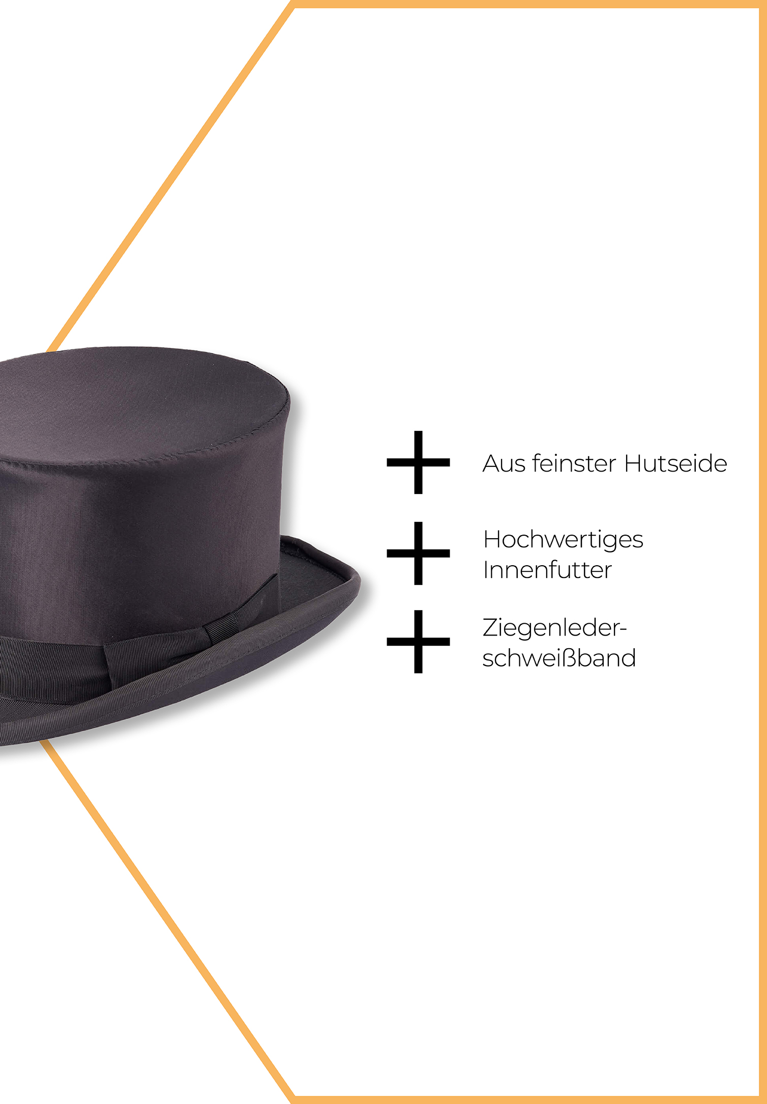 zylinder aus hutseide - schwarz - 60