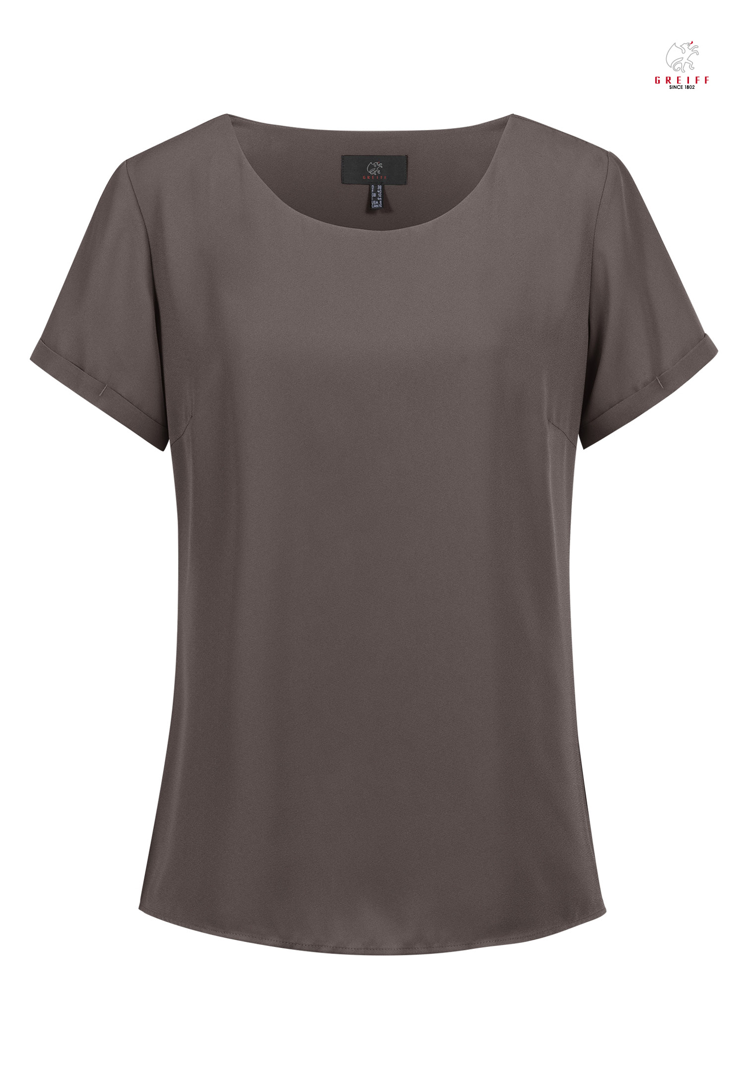 chiffon shirt kurzarm - taupe - 32