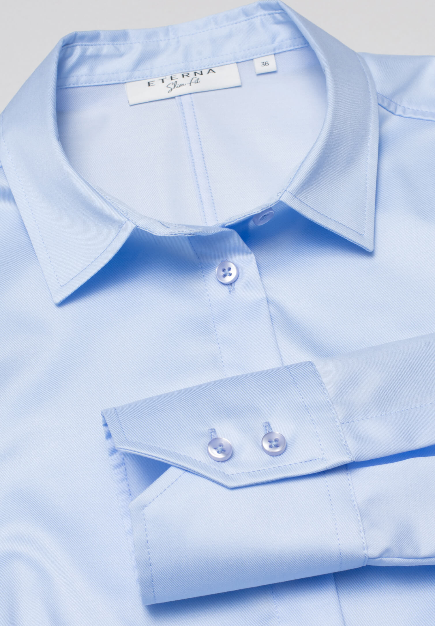 eterna blusen blickdicht slim fit langarm - hellblau - 40