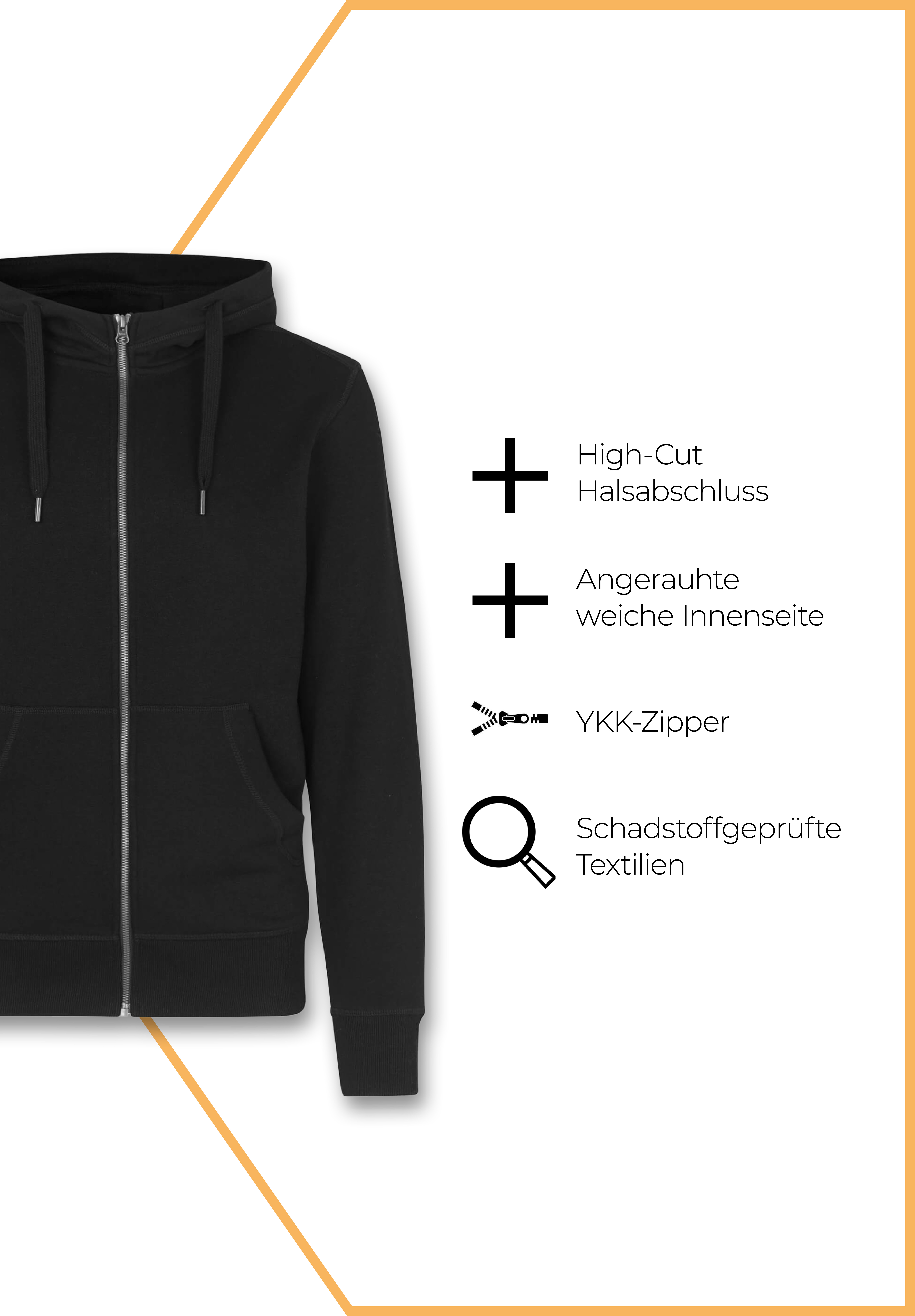 Herren Sweatjacke - schwarz - 5XL