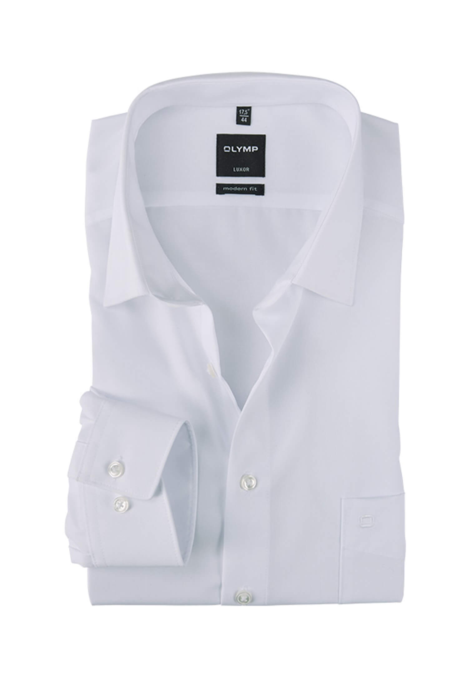 olymp luxor hemd uni modern fit langarm - armlänge extra lang 69cm - weiß - 45