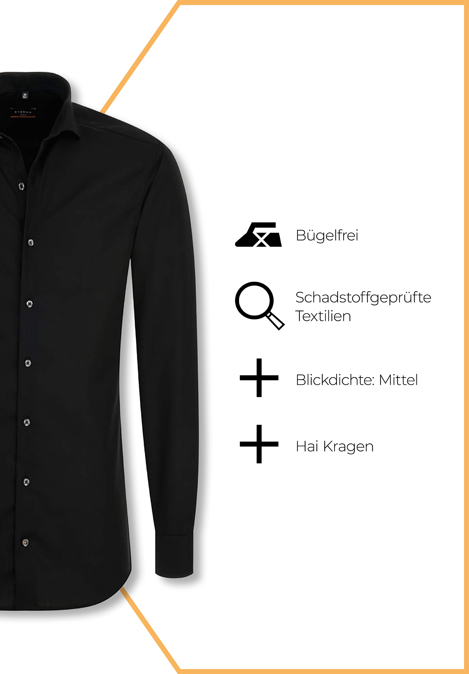 eterna hemd slim fit langarm - schwarz - 42