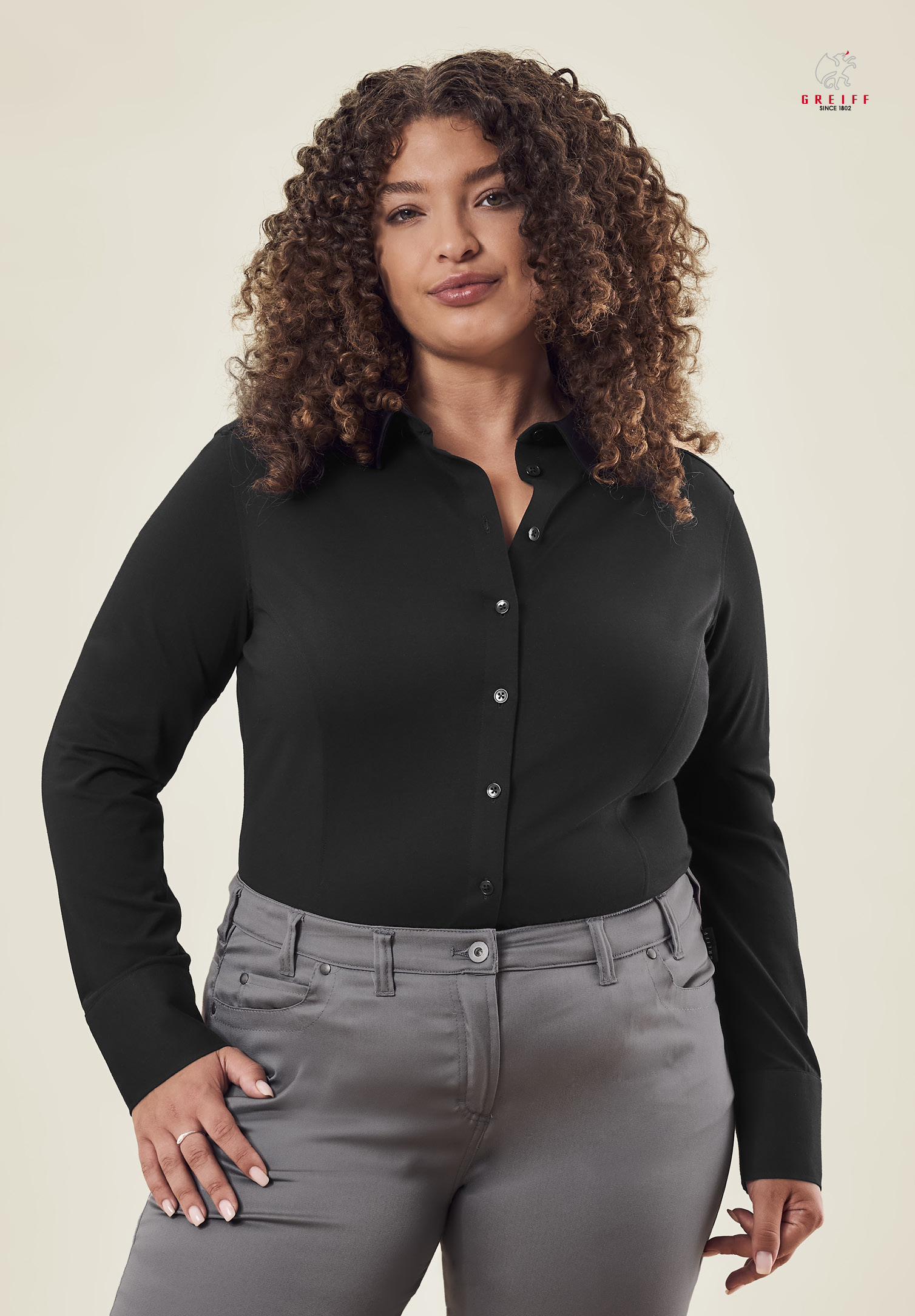 jerseybluse modern fit - schwarz - 52
