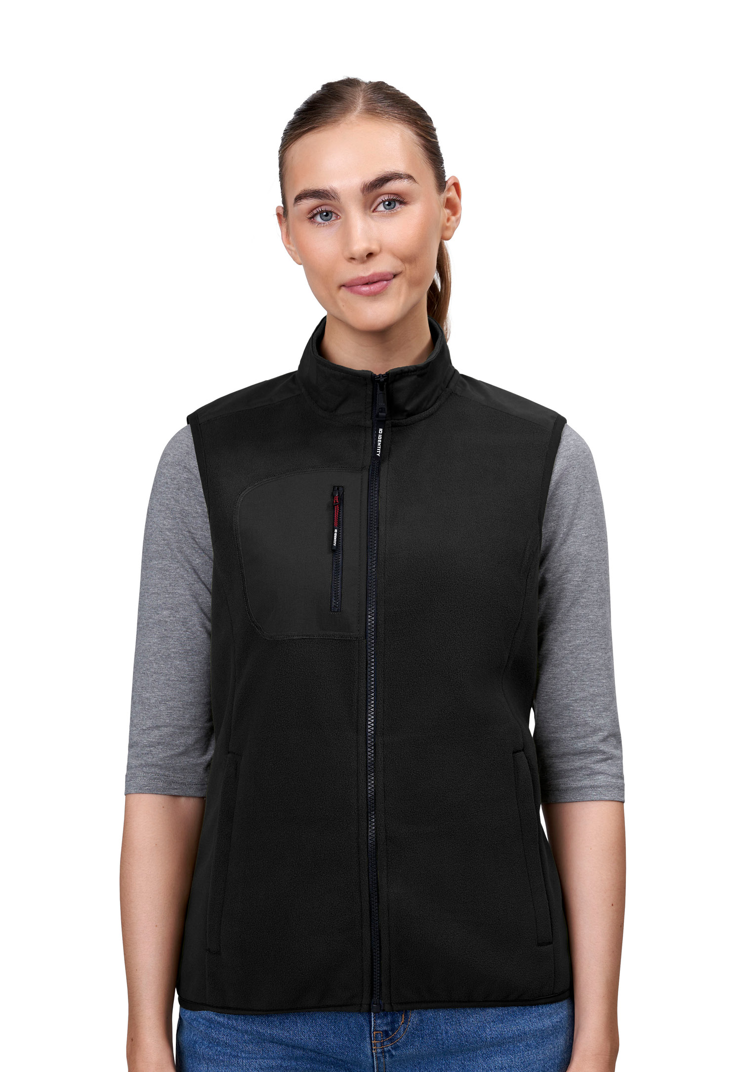 damen fleece mix weste - schwarz - 4xl