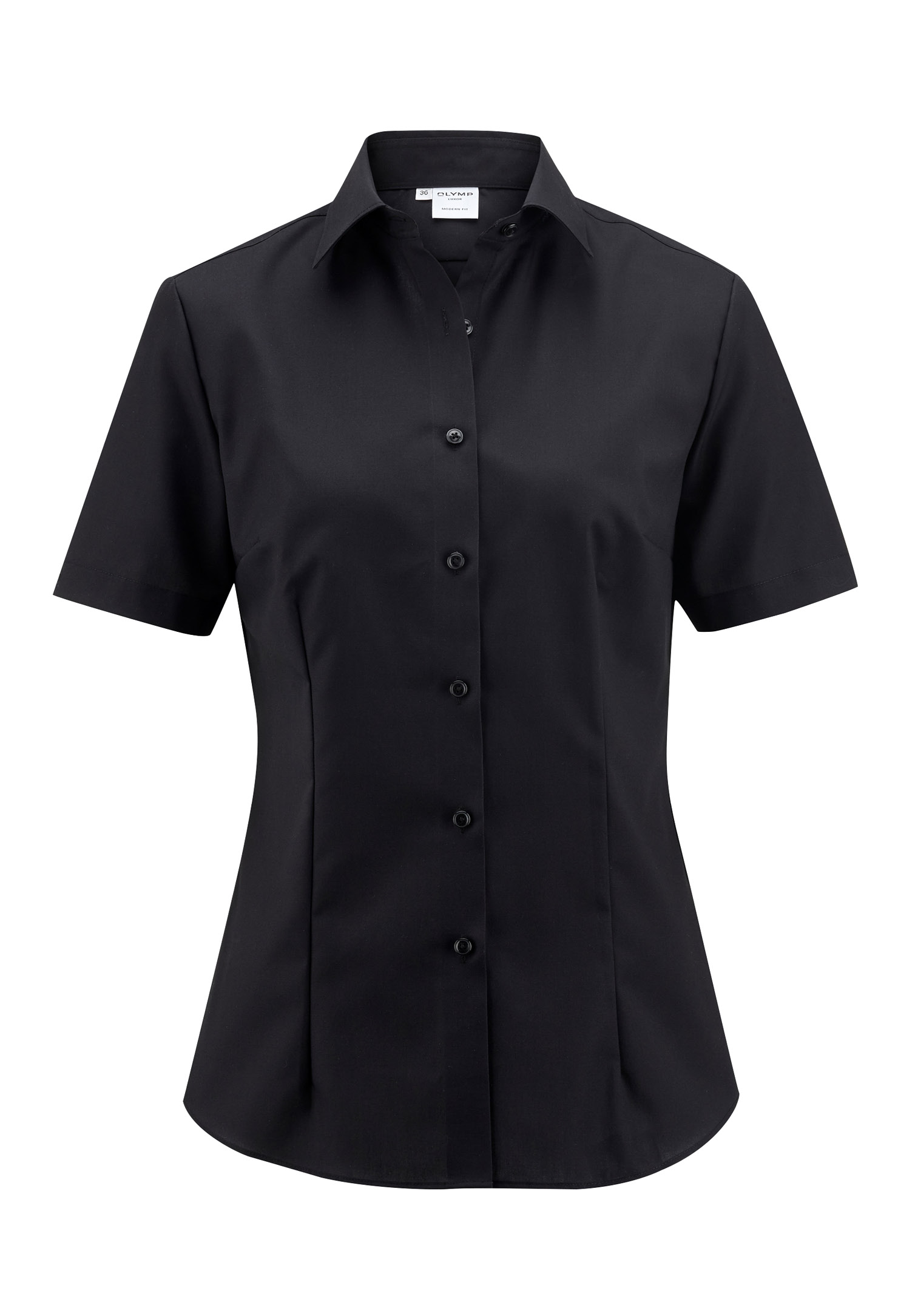olymp bluse luxor modern fit kurzarm - schwarz - 44