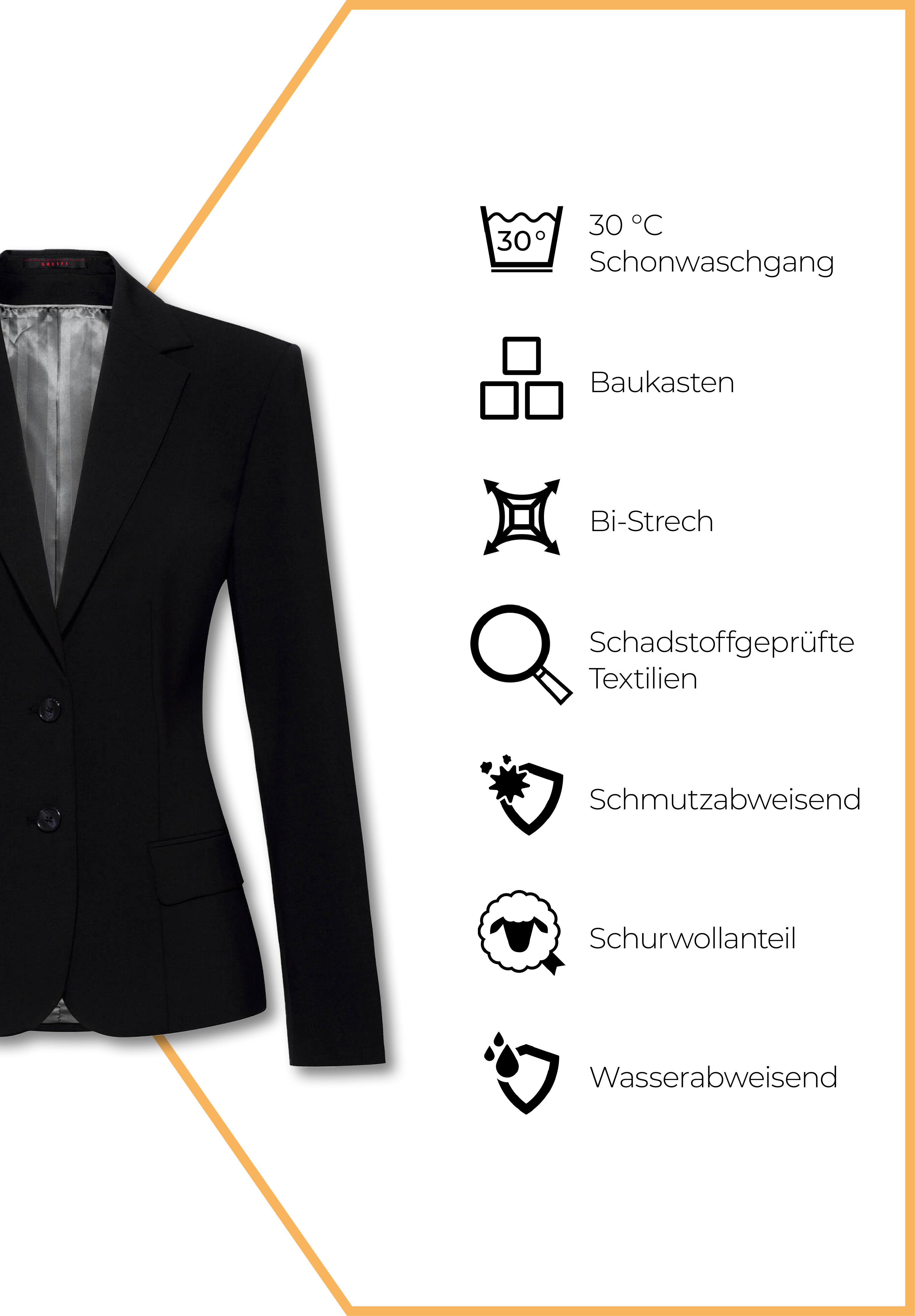 luxia blazer slim fit - schwarz - 34