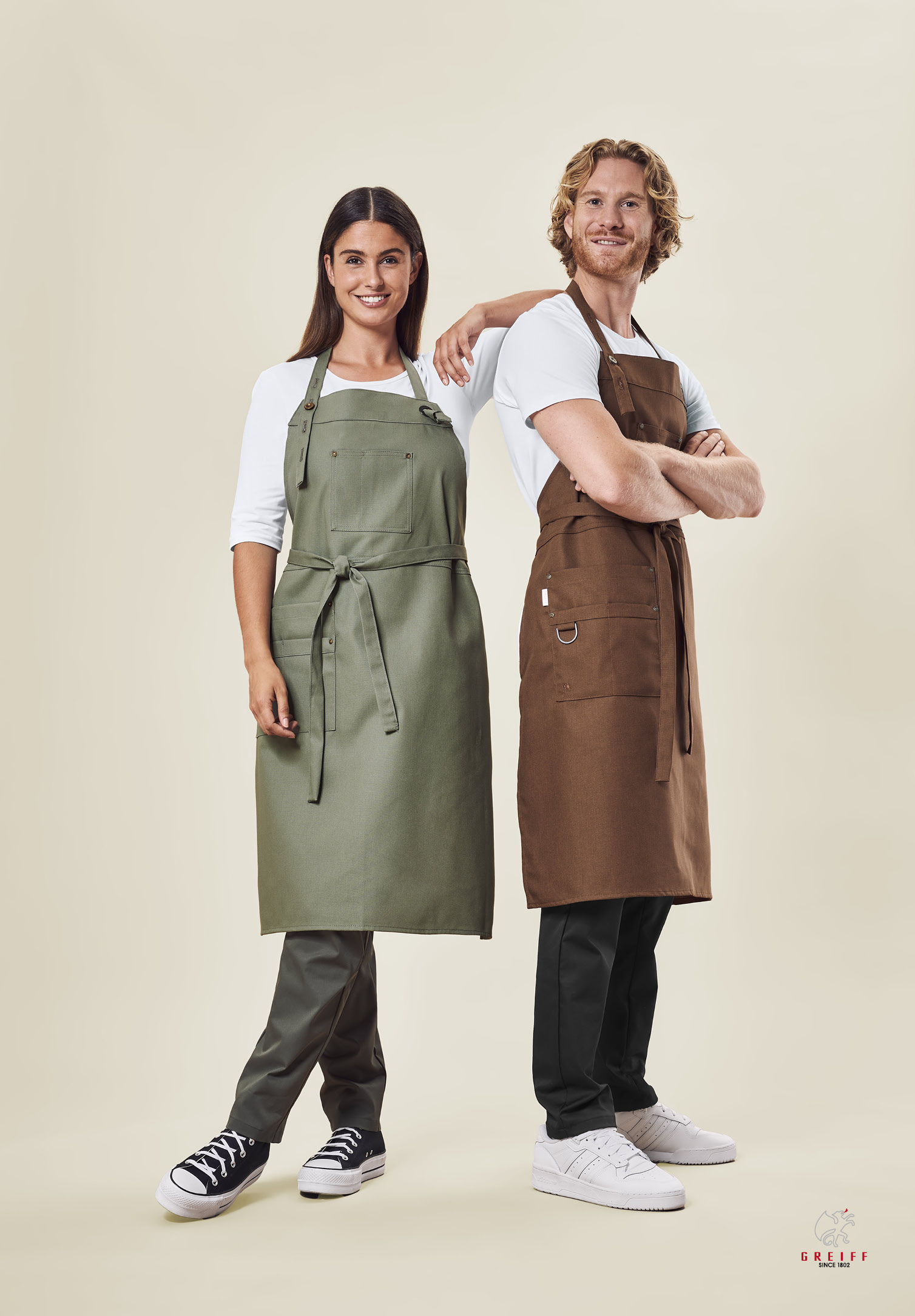 unisex floristik latzschürze - olivgrün - one size