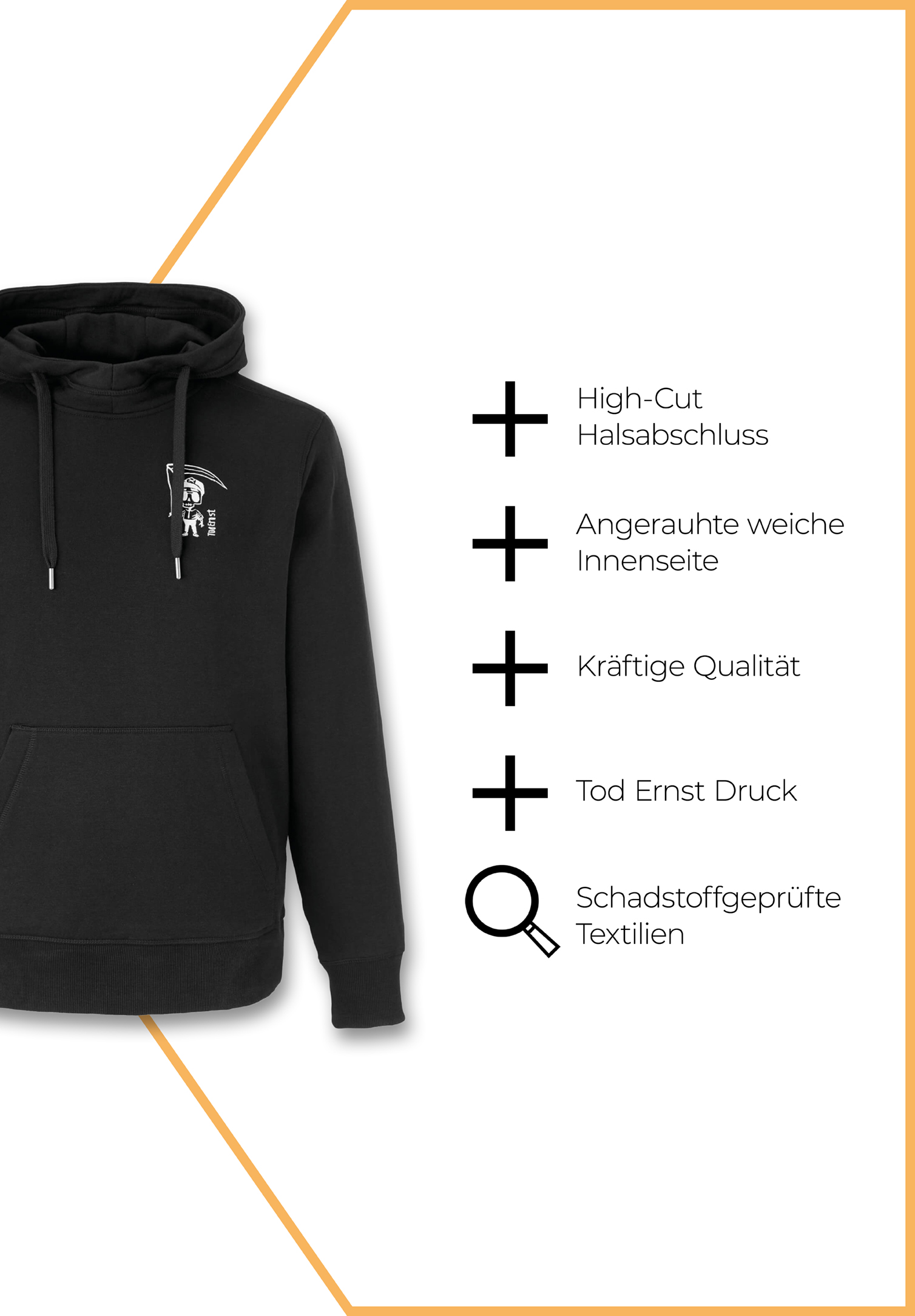 tod ernst herren hoodie - schwarz - 6xl