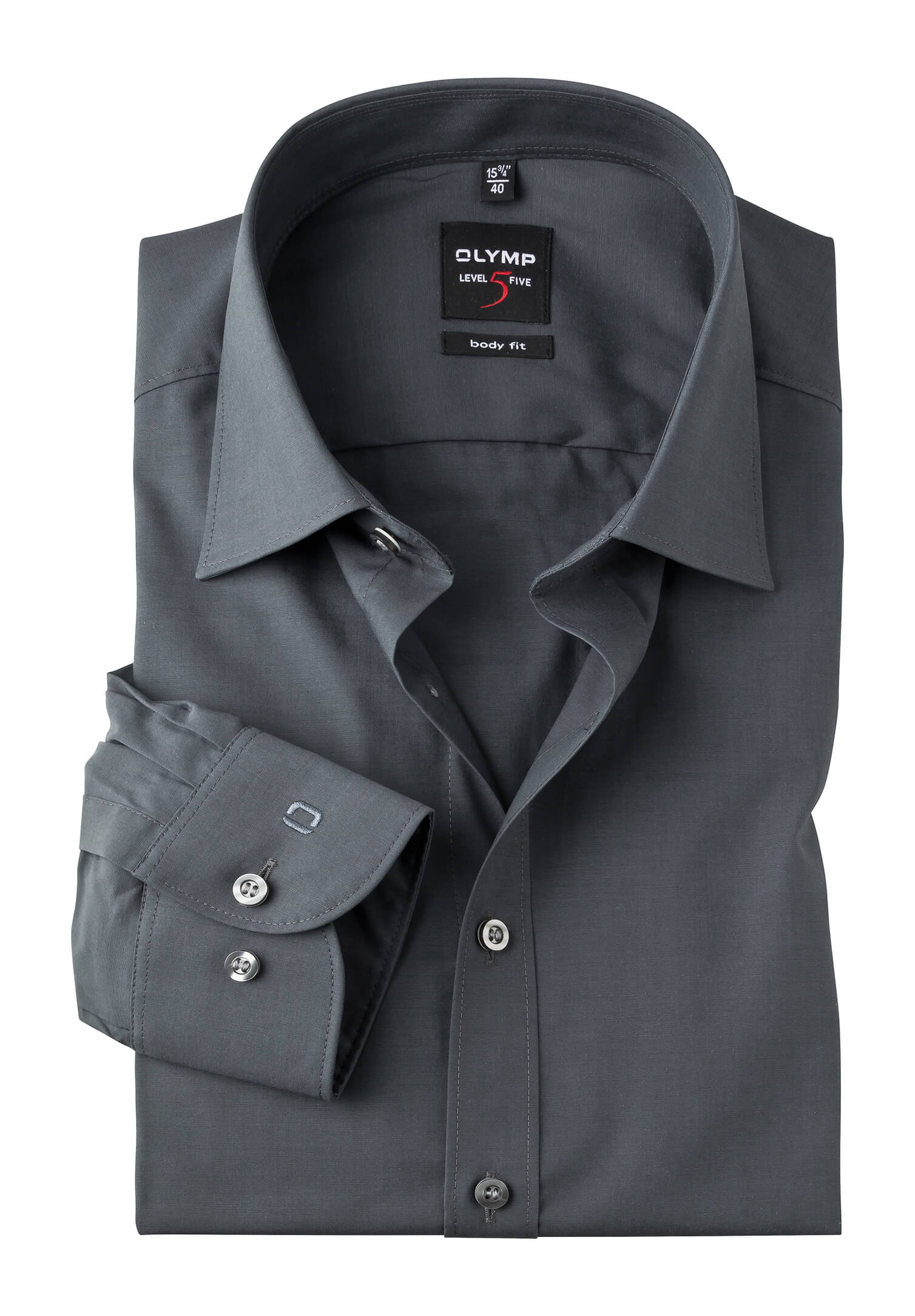 olymp level 5 slim fit langarm - armlänge extra lang 69cm - anthrazit - 46
