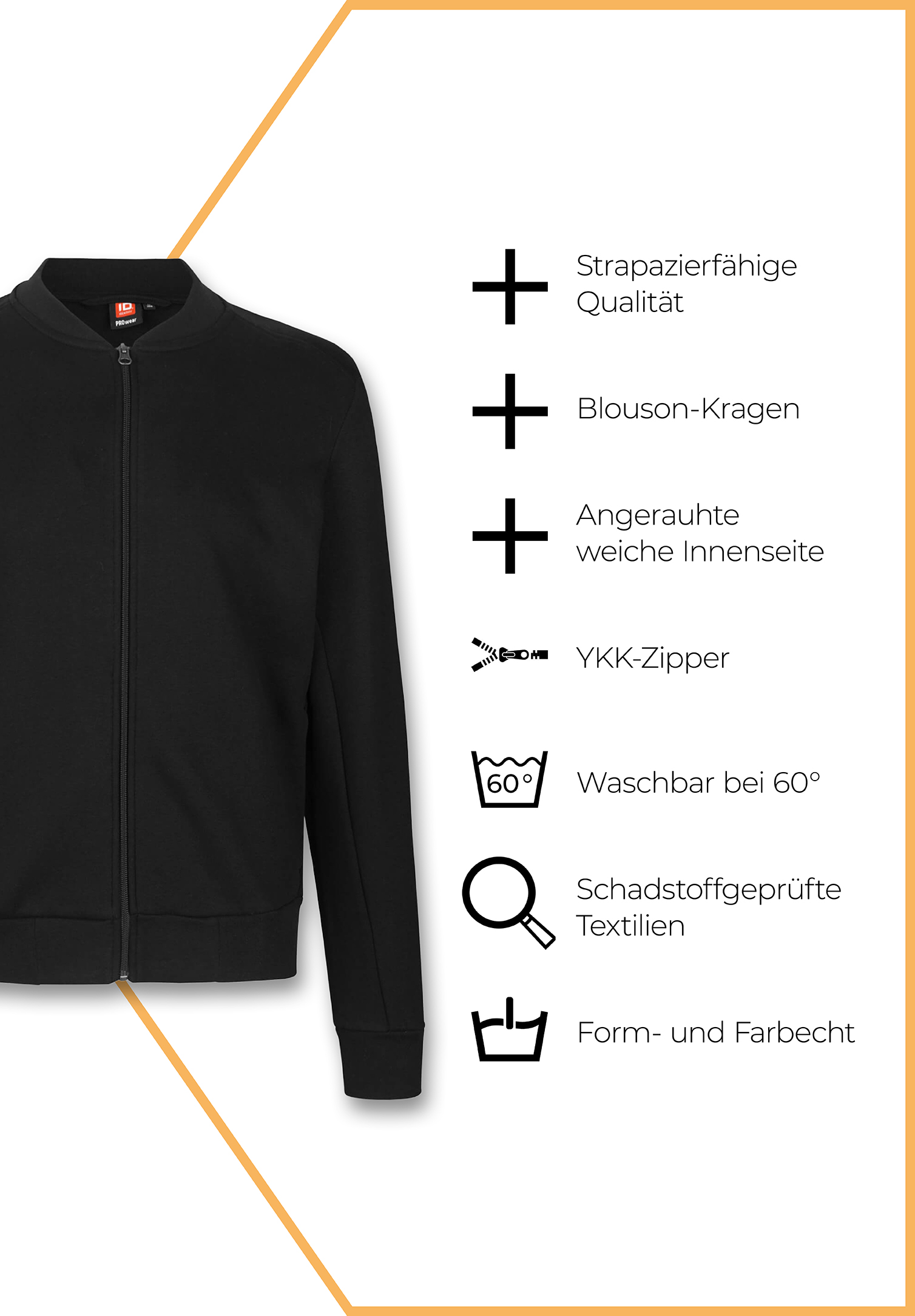 herren sweatjacke mit blousonkragen - schwarz - 5xl