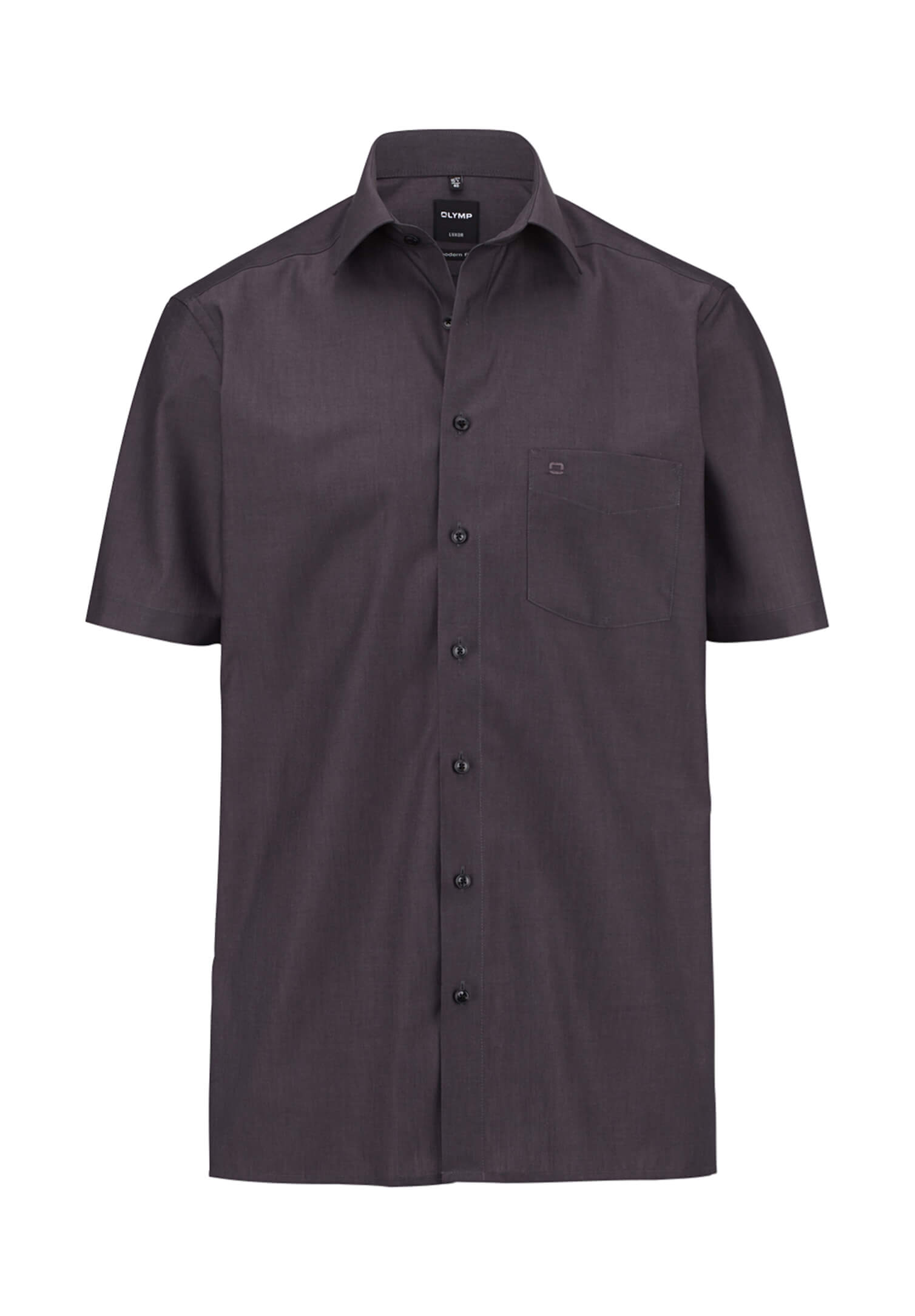 olymp luxor hemd chambray modern fit kurzarm - anthrazit - 38