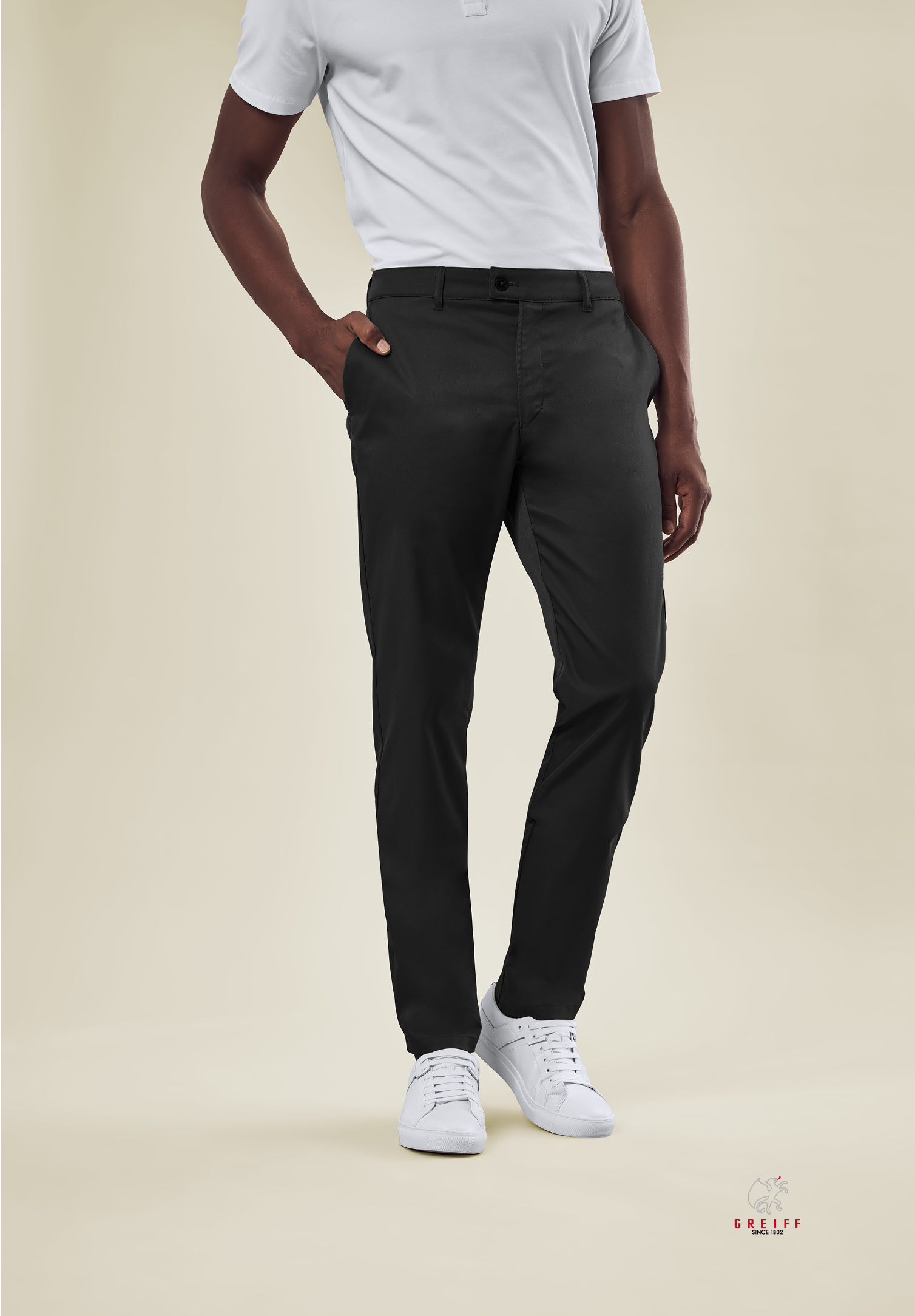 herren chino hose modern fit - schwarz - 48