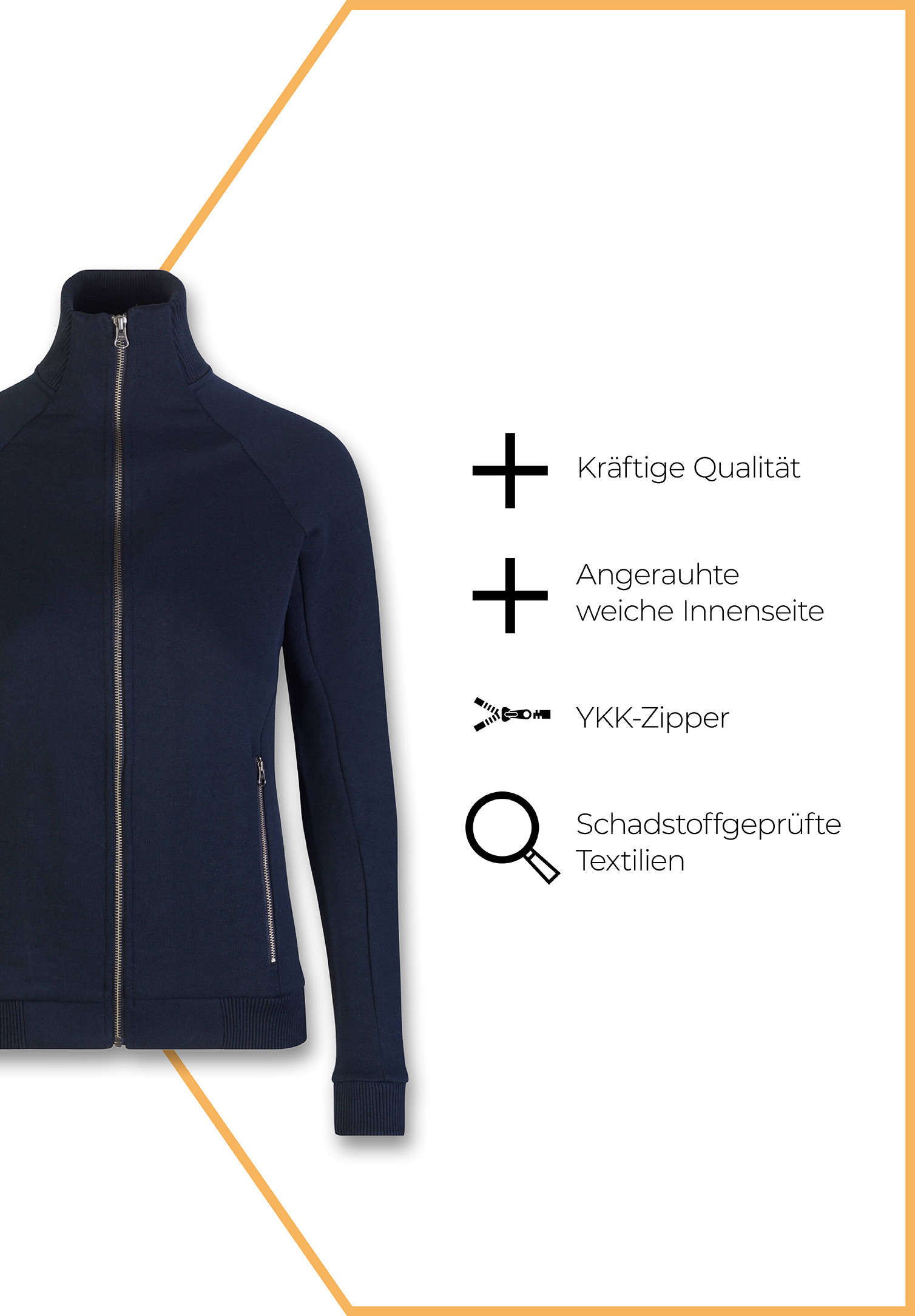 damen sweatjacke zip - navy - l