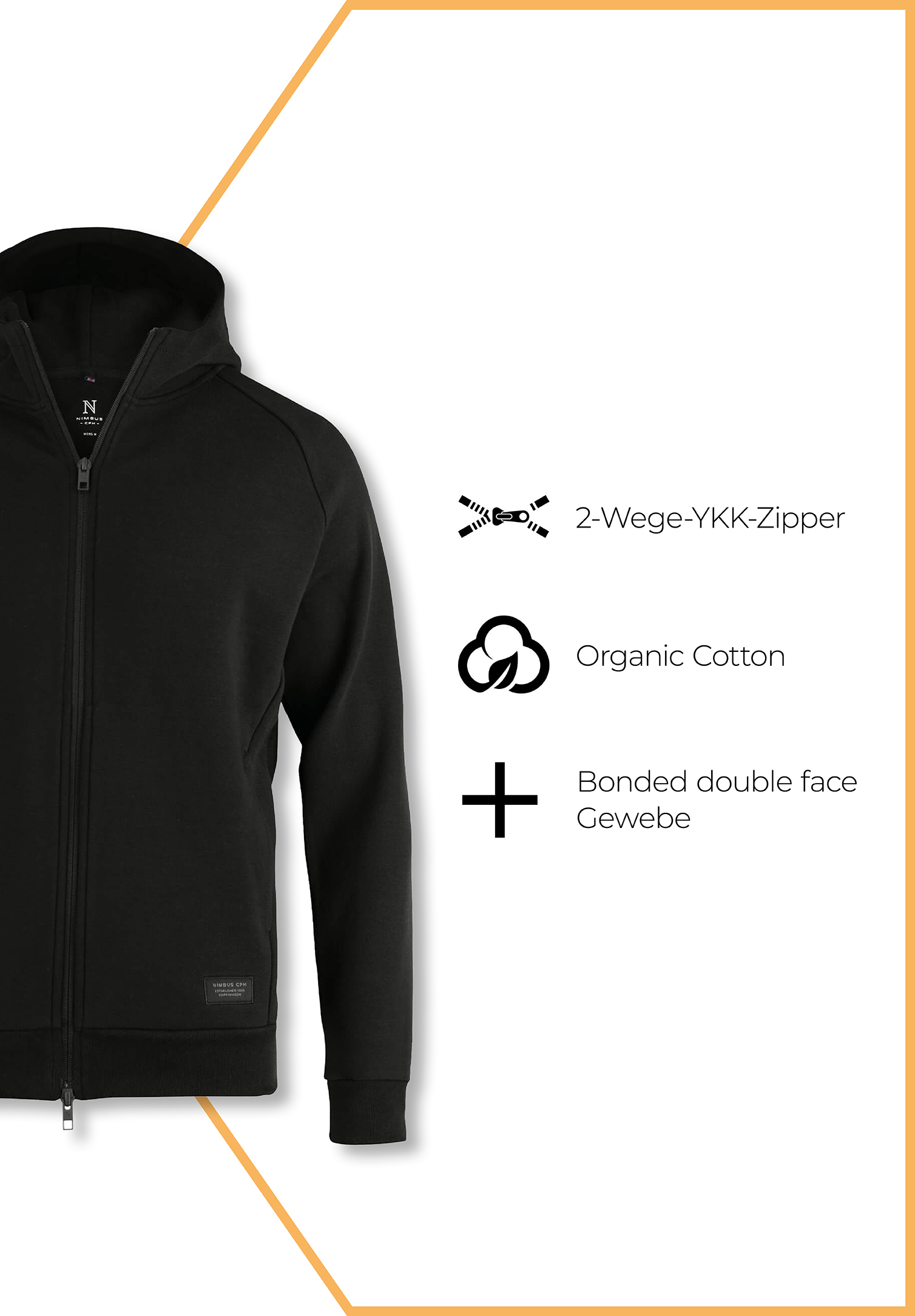 herren double-face hoodie - schwarz - 4xl