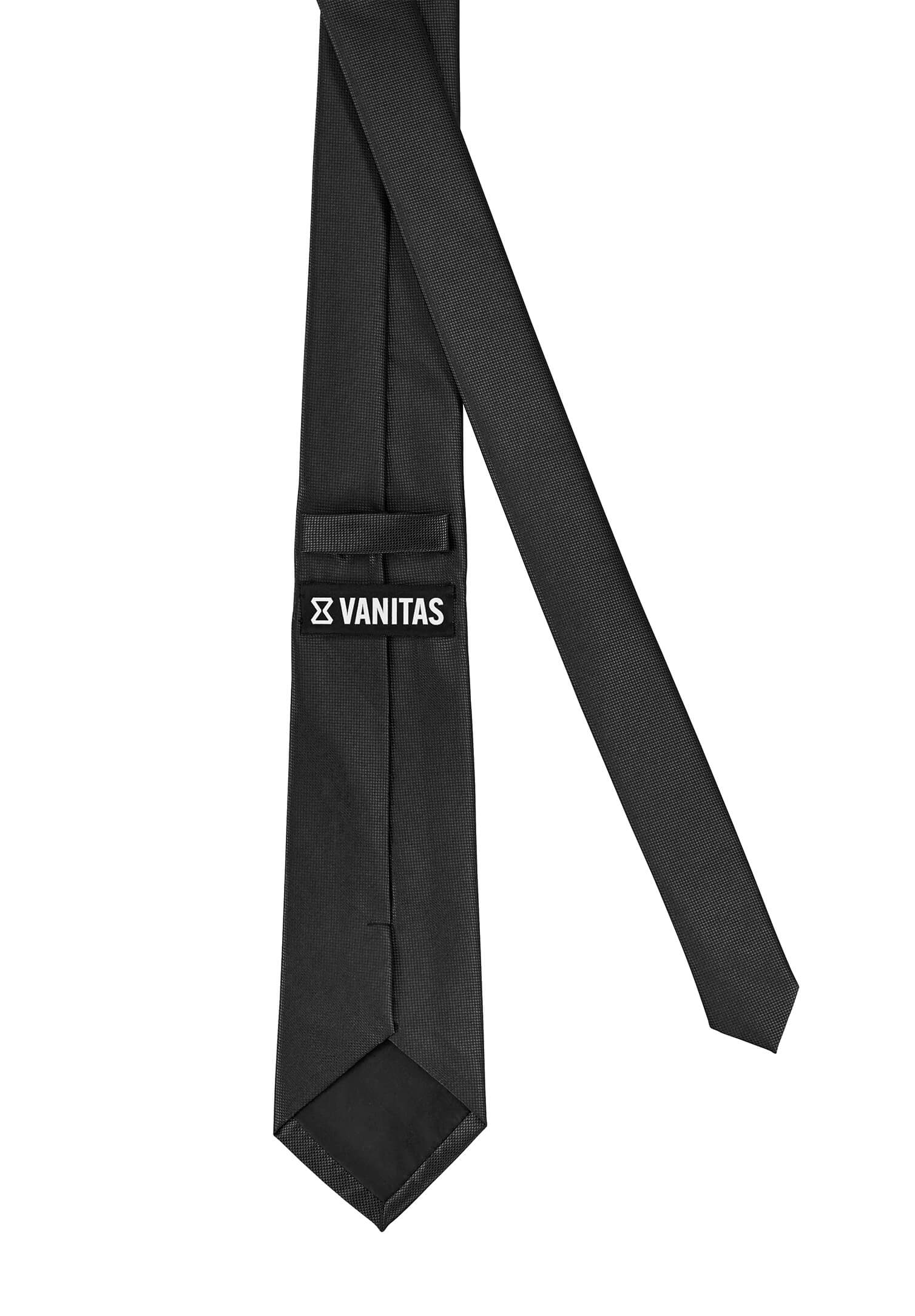 Krawatte uni - feine Waffelstruktur schwarz - extra lang