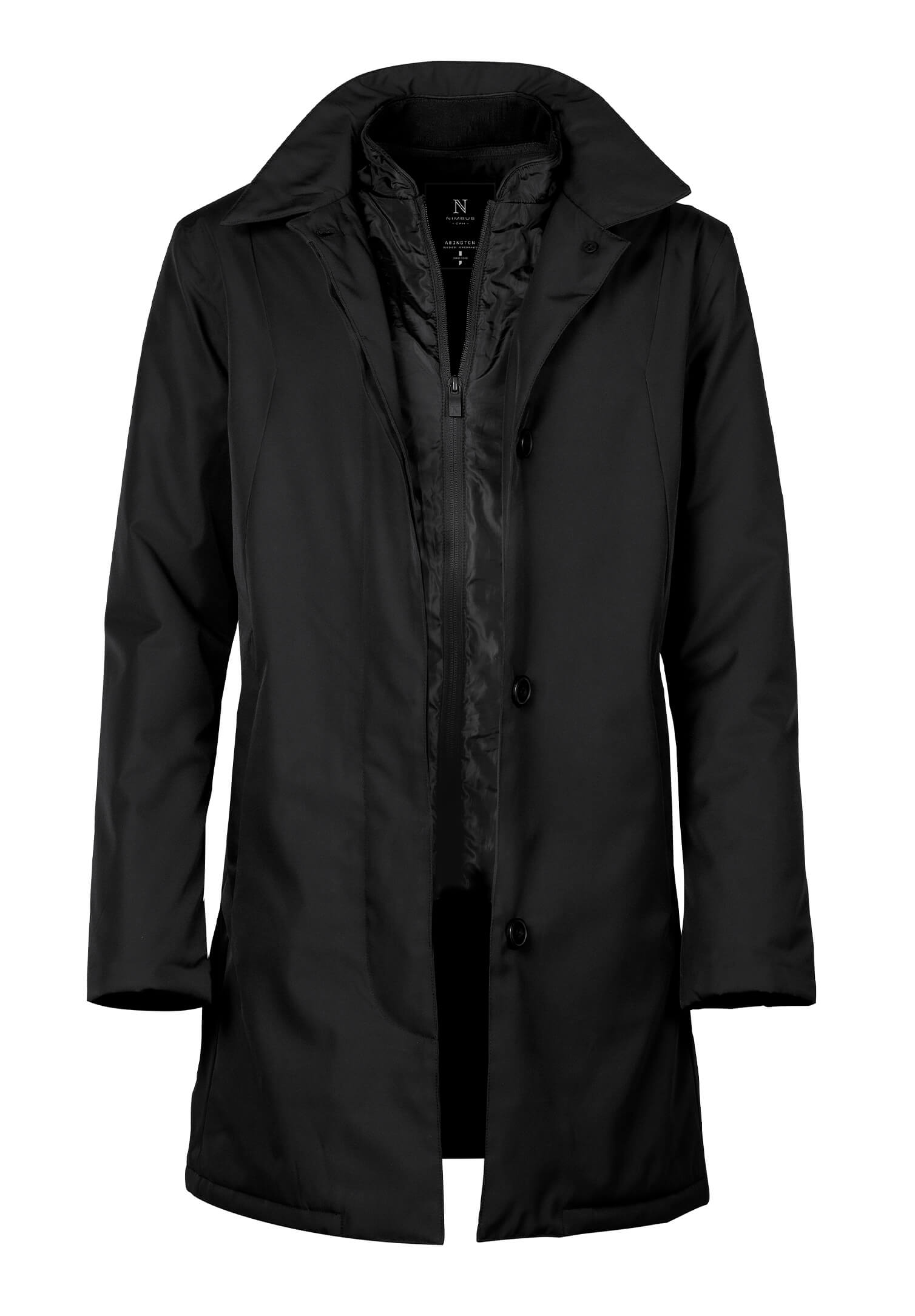 Damen Long Jacket mit Windleiste - schwarz - XS