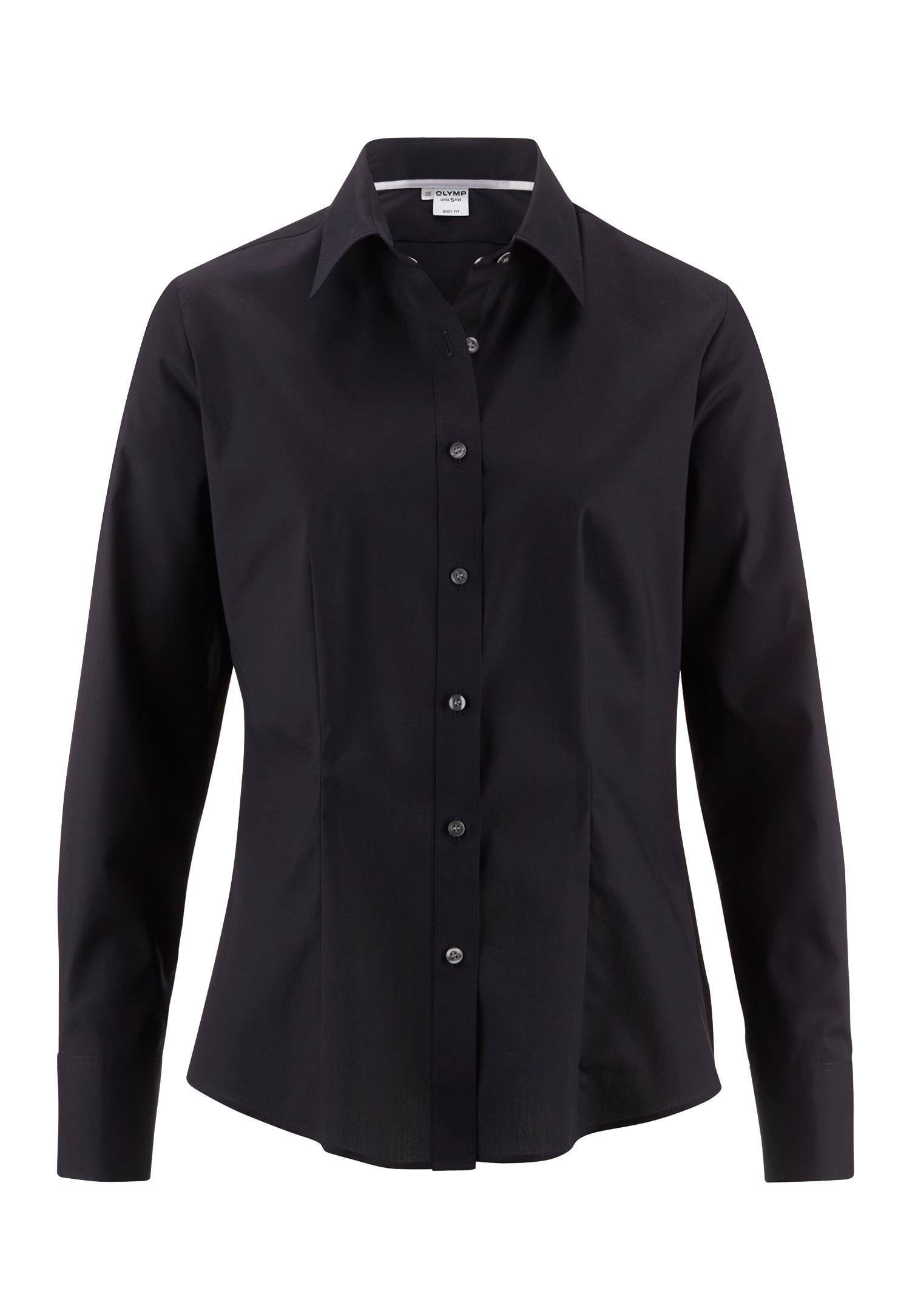 olymp bluse level 5 slim fit langarm - schwarz - 34