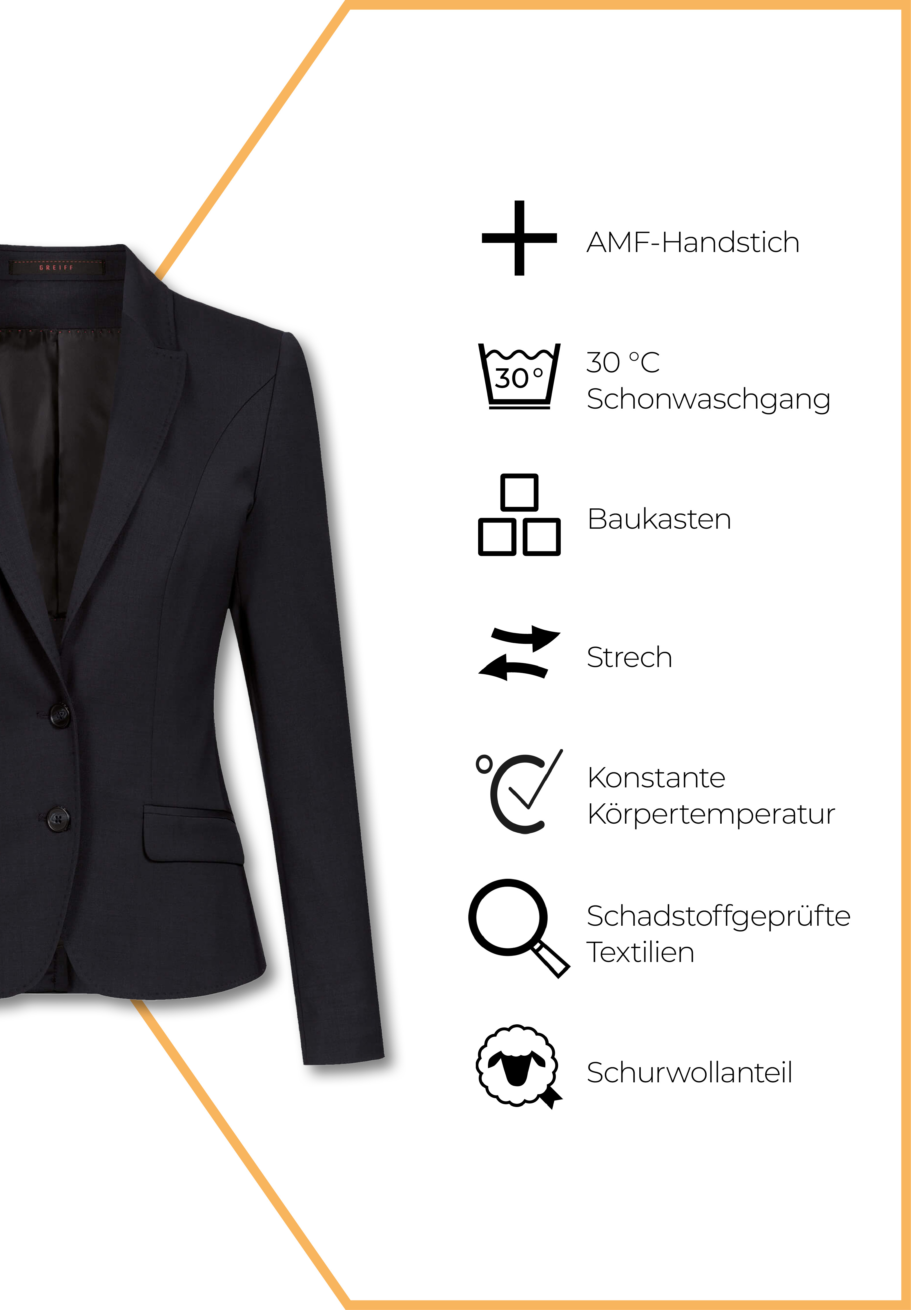 aeria blazer slim fit - schwarz - 42