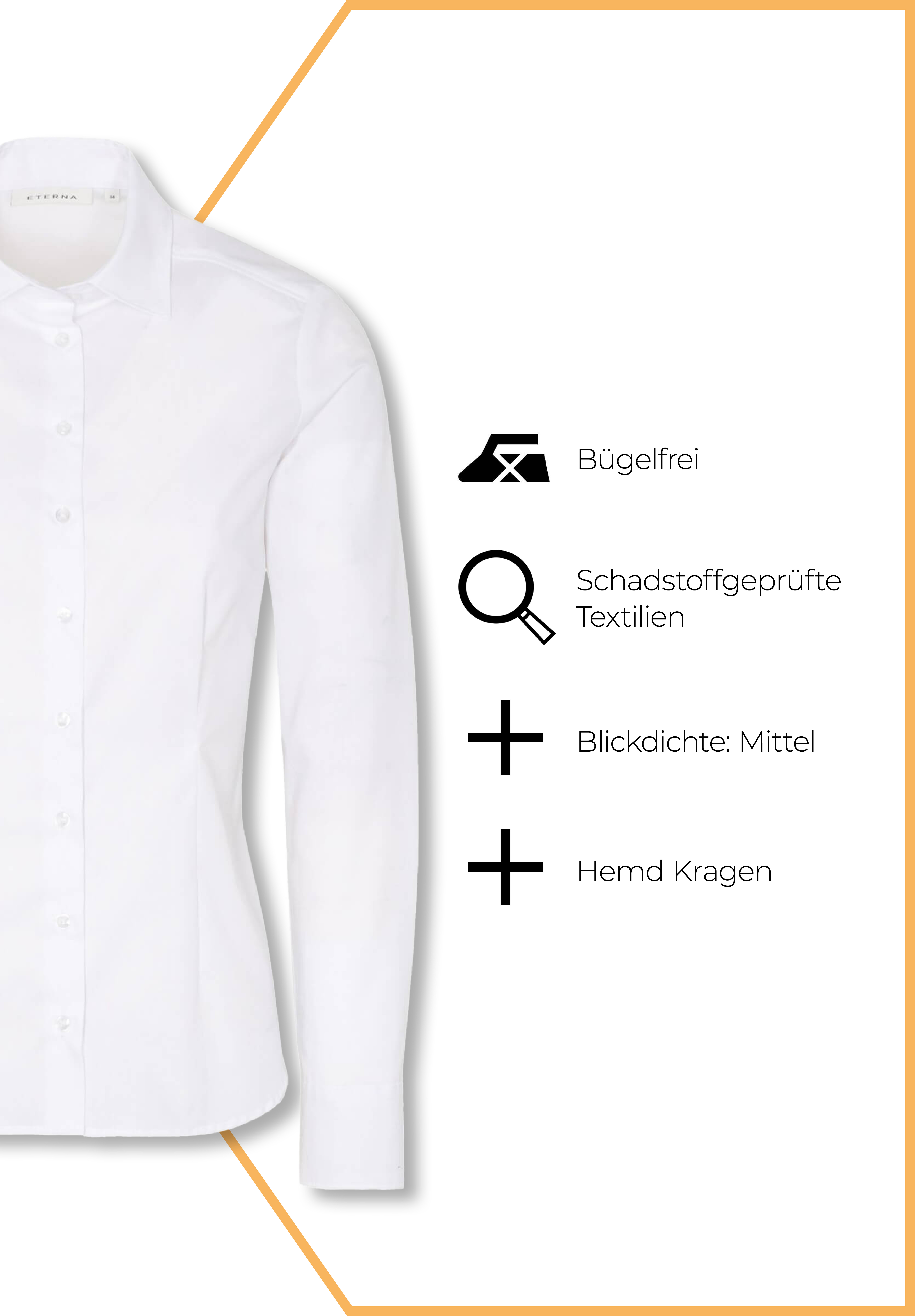 eterna bluse popeline modern fit langarm - weiß - 44