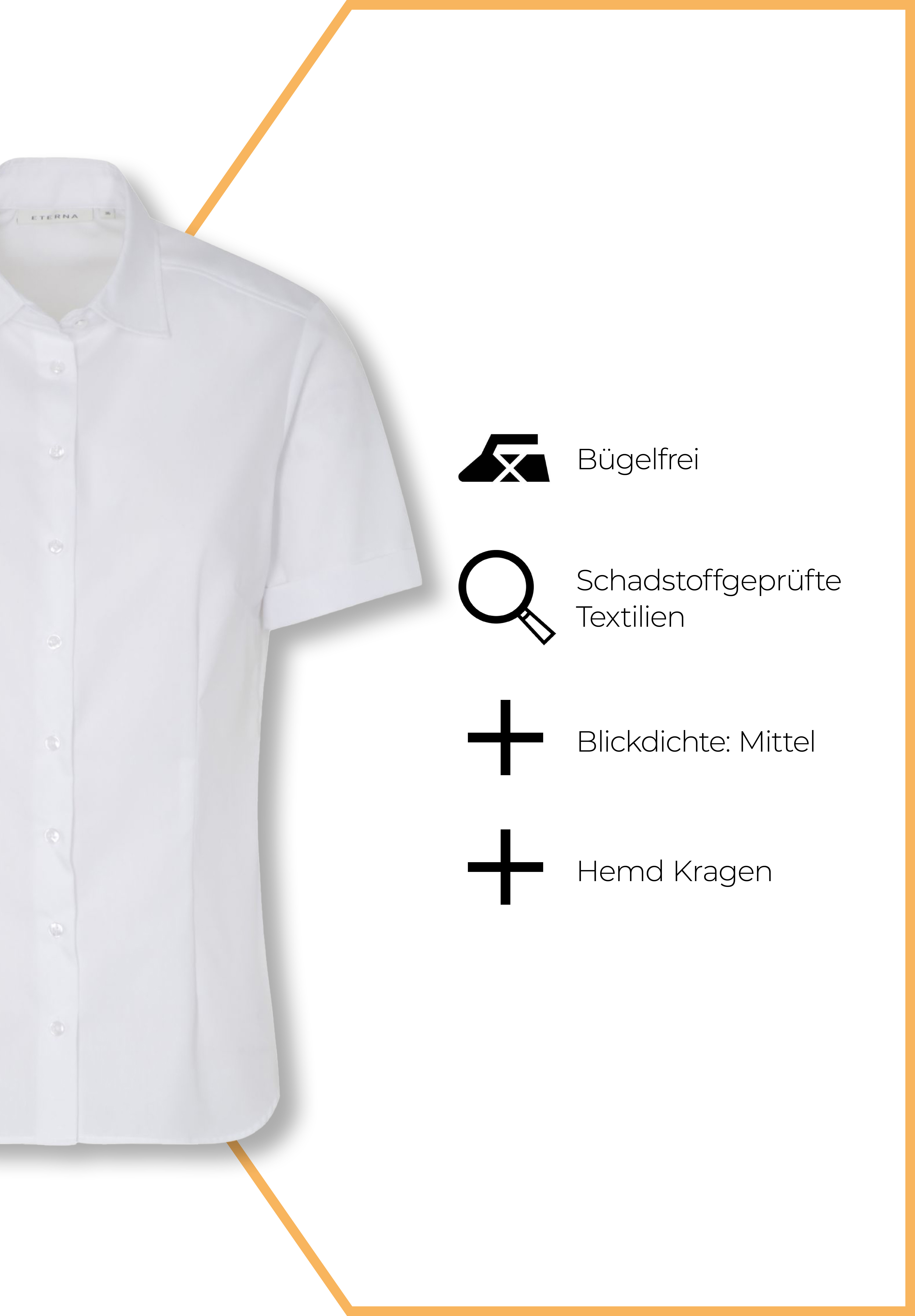 eterna bluse popeline modern fit kurzarm - weiß - 50