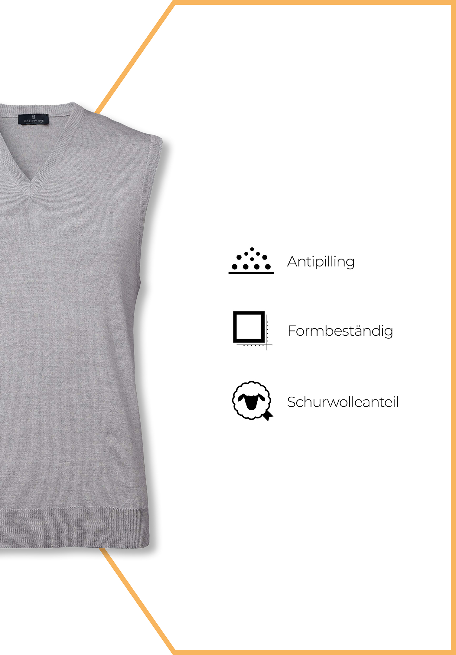 herren feinstrick pullunder modern fit - hellgrau - s