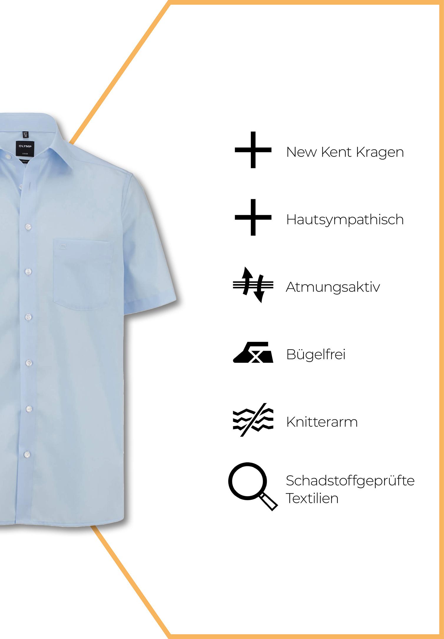 olymp luxor hemd chambray modern fit kurzarm - hellblau - 37