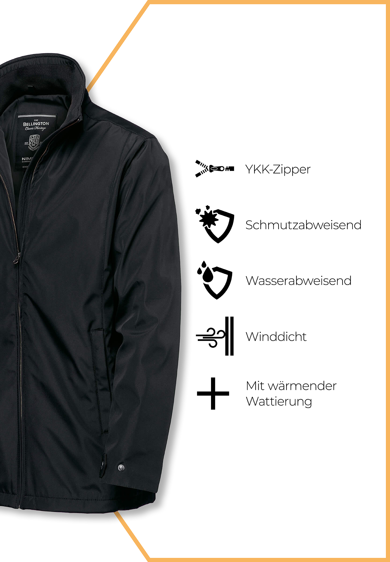herren long-jacket - schwarz - l