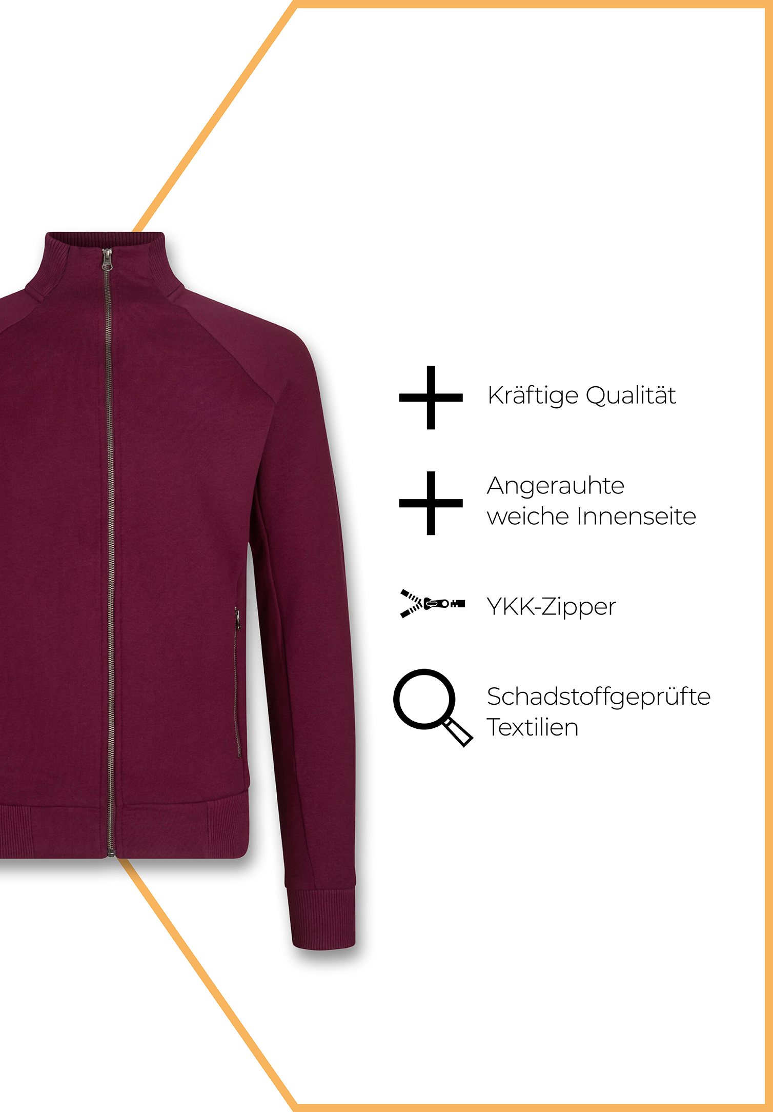 herren sweatjacke zip - bordeaux - 4xl