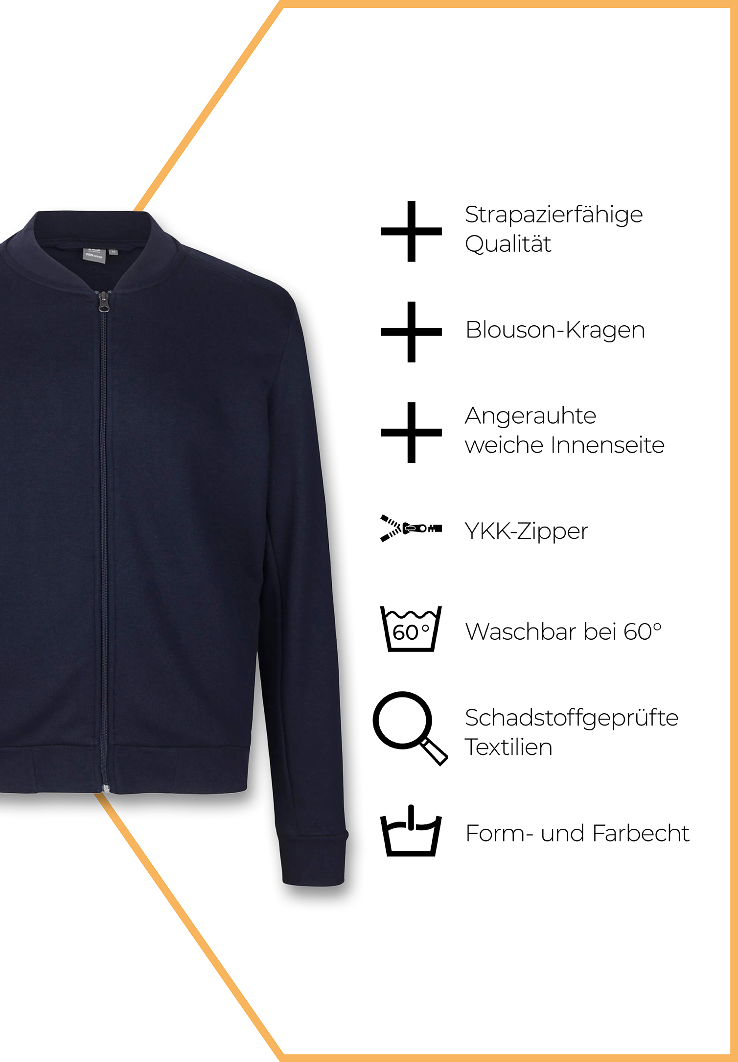 herren sweatjacke mit blousonkragen - marine - s