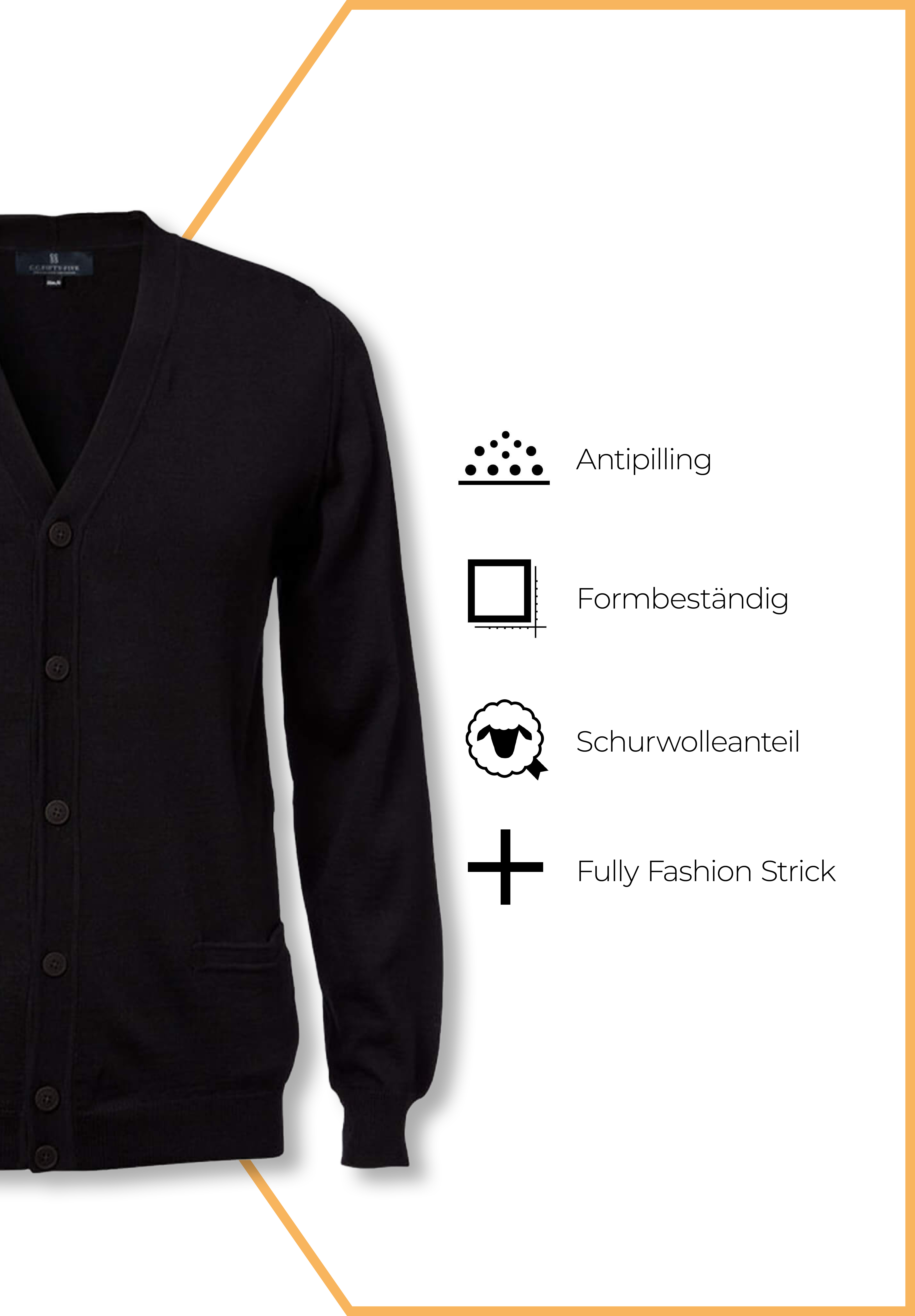 Herren Strickjacke Modern Fit Sale - schwarz - 4XL