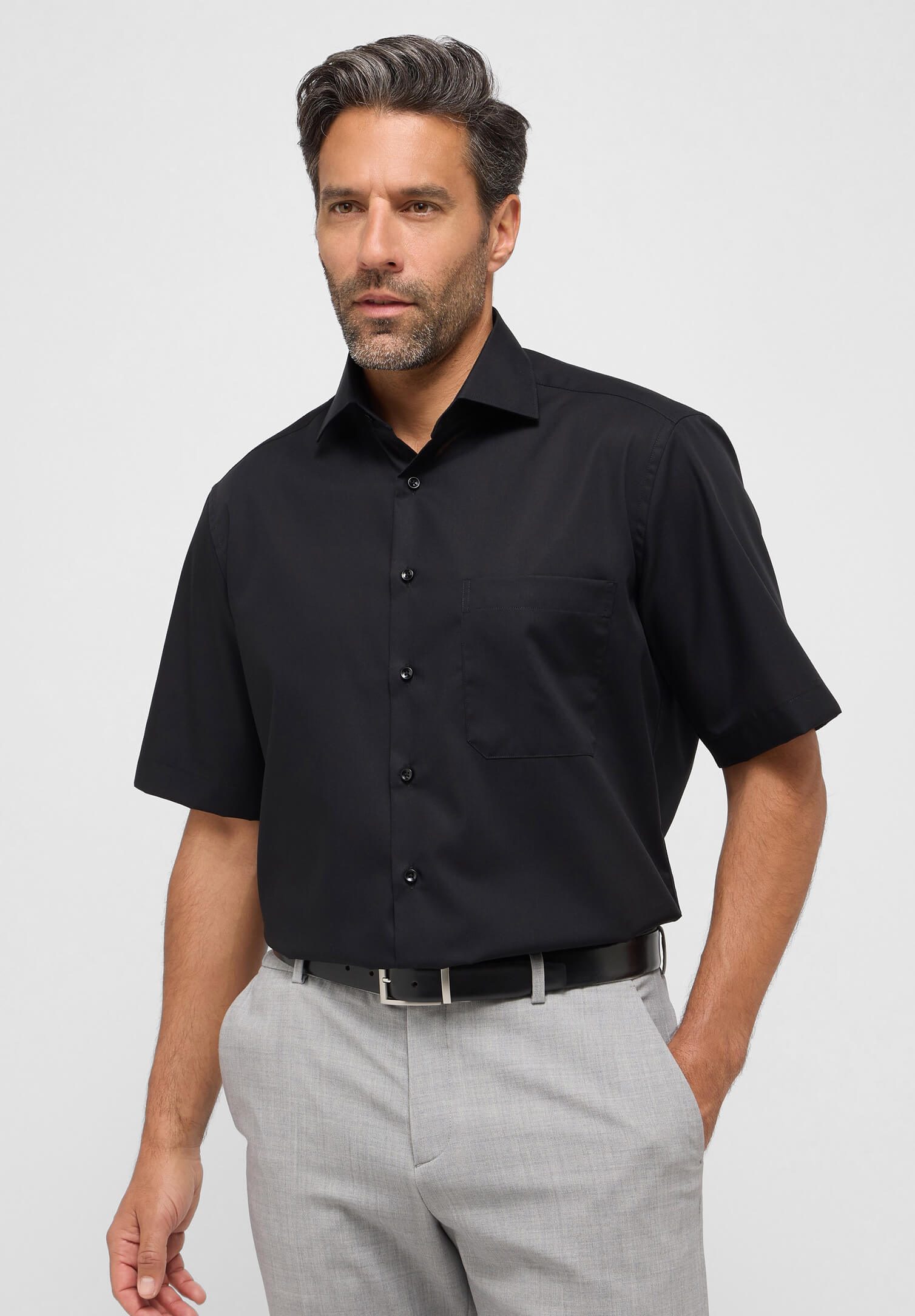 eterna hemd comfort fit kurzarm - schwarz - 46