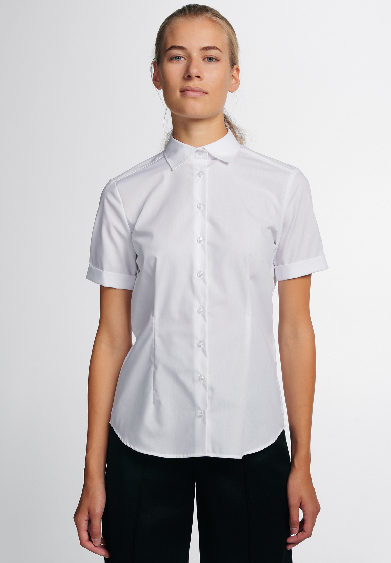 eterna bluse popeline modern fit kurzarm - weiß - 50