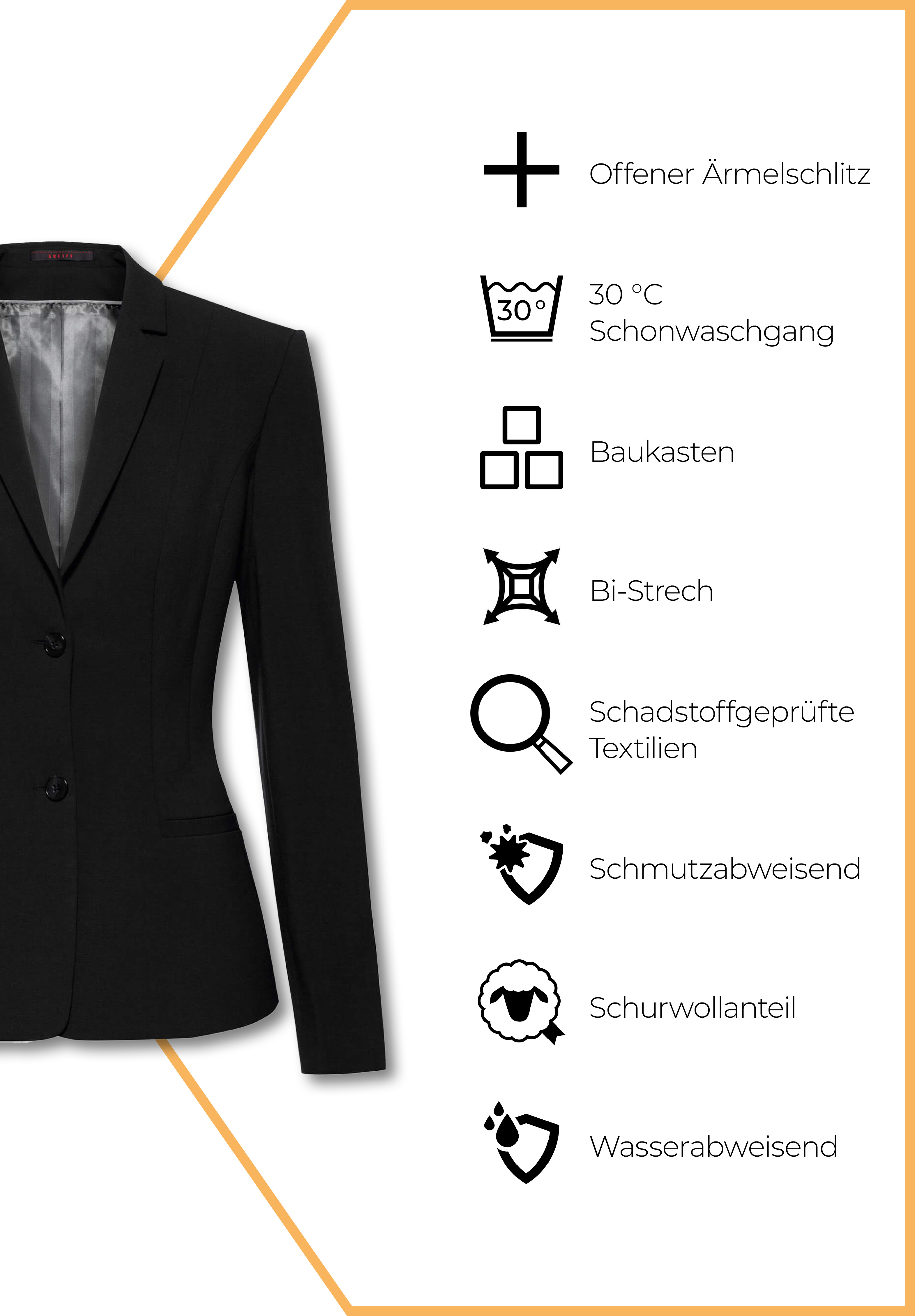 luxia blazer modern fit - schwarz - 50