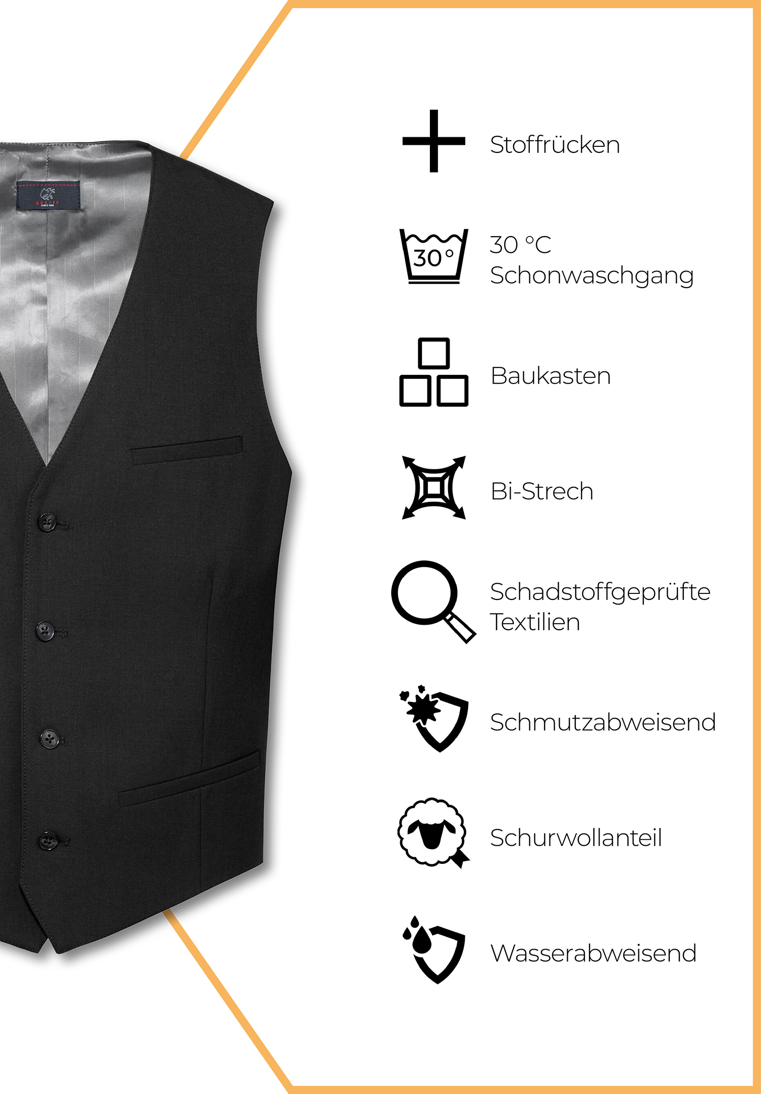 lux weste modern fit - schwarz - 52