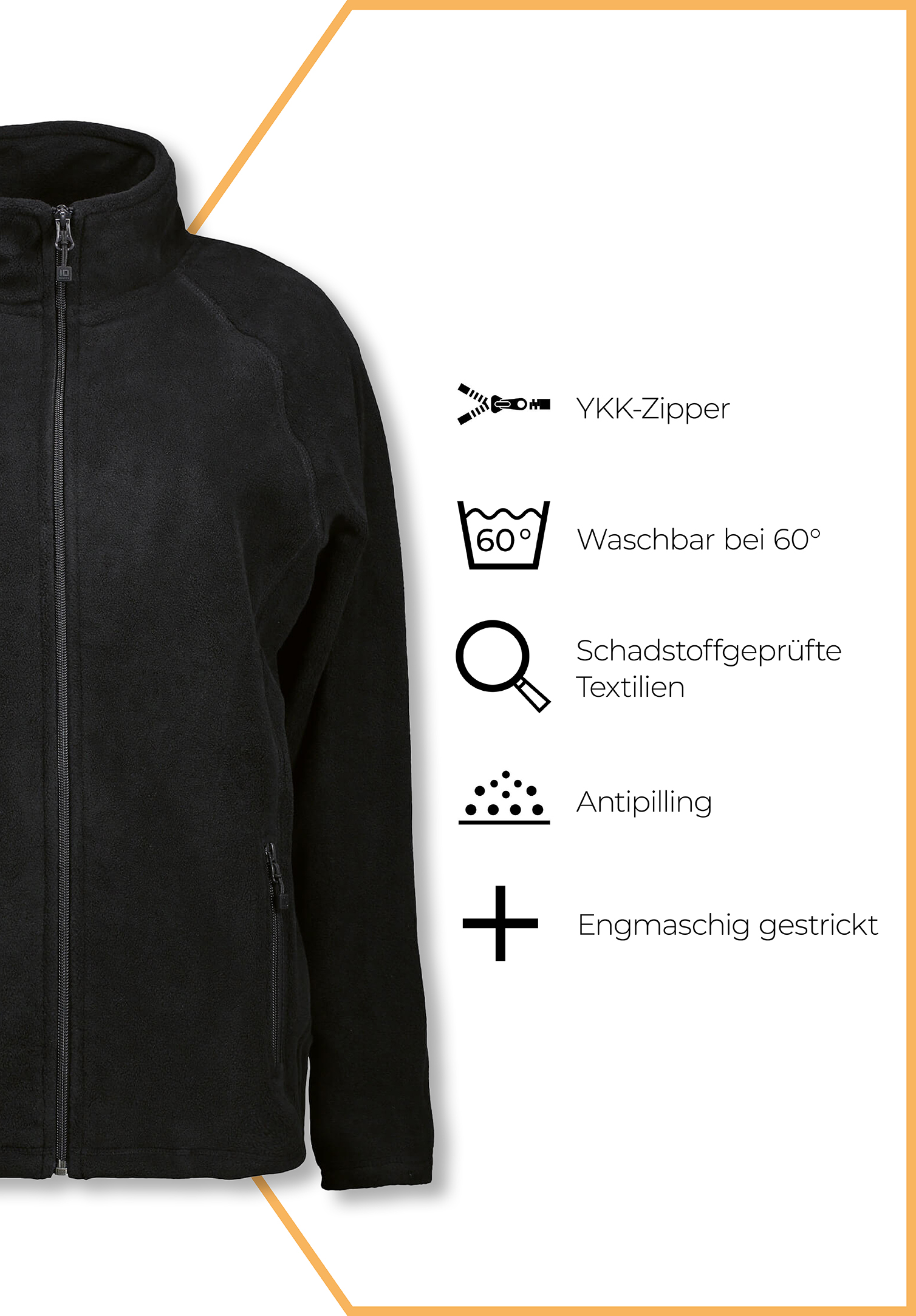 damen fleecejacke - schwarz - m