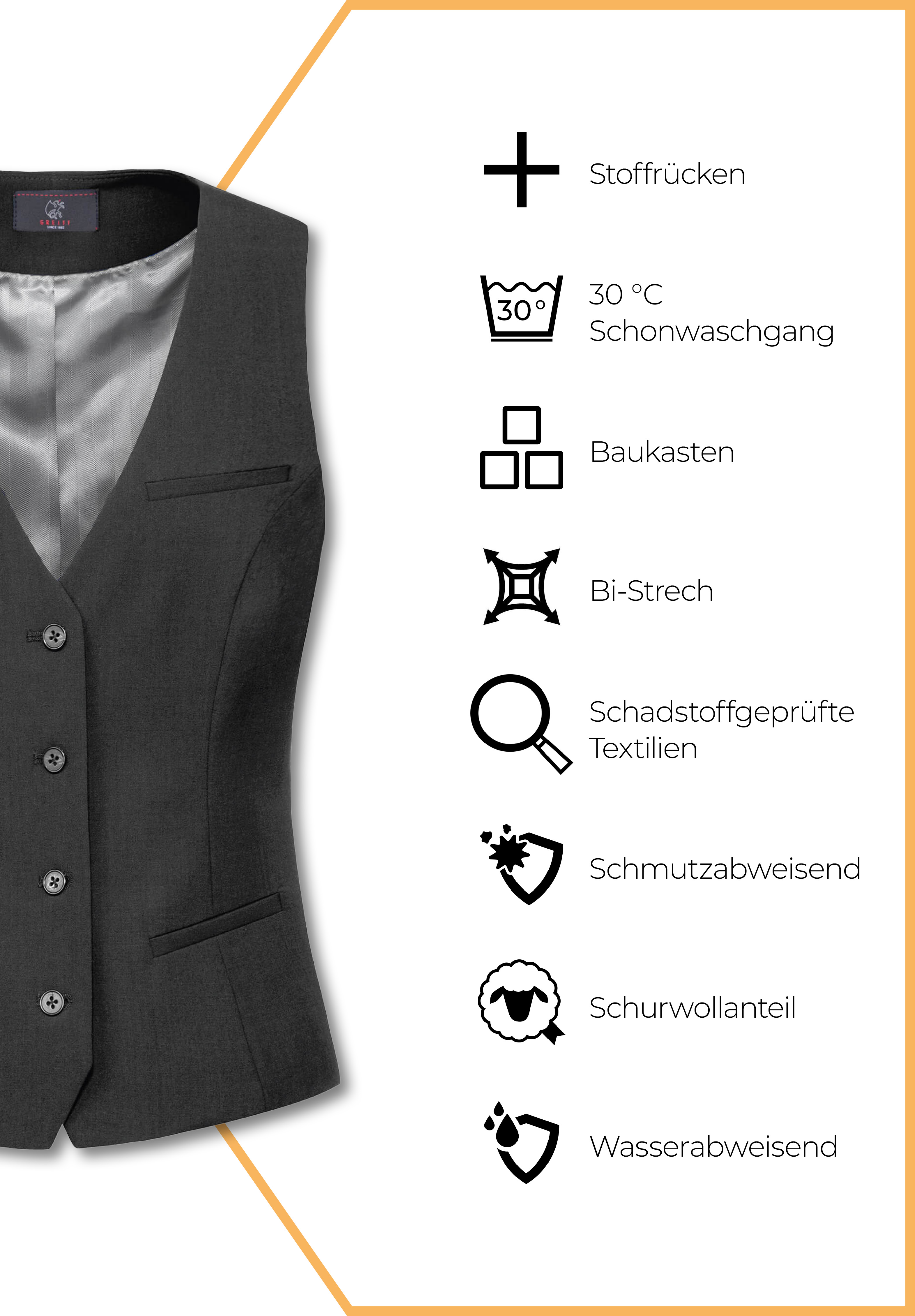 luxia weste modern fit - anthrazit - 40
