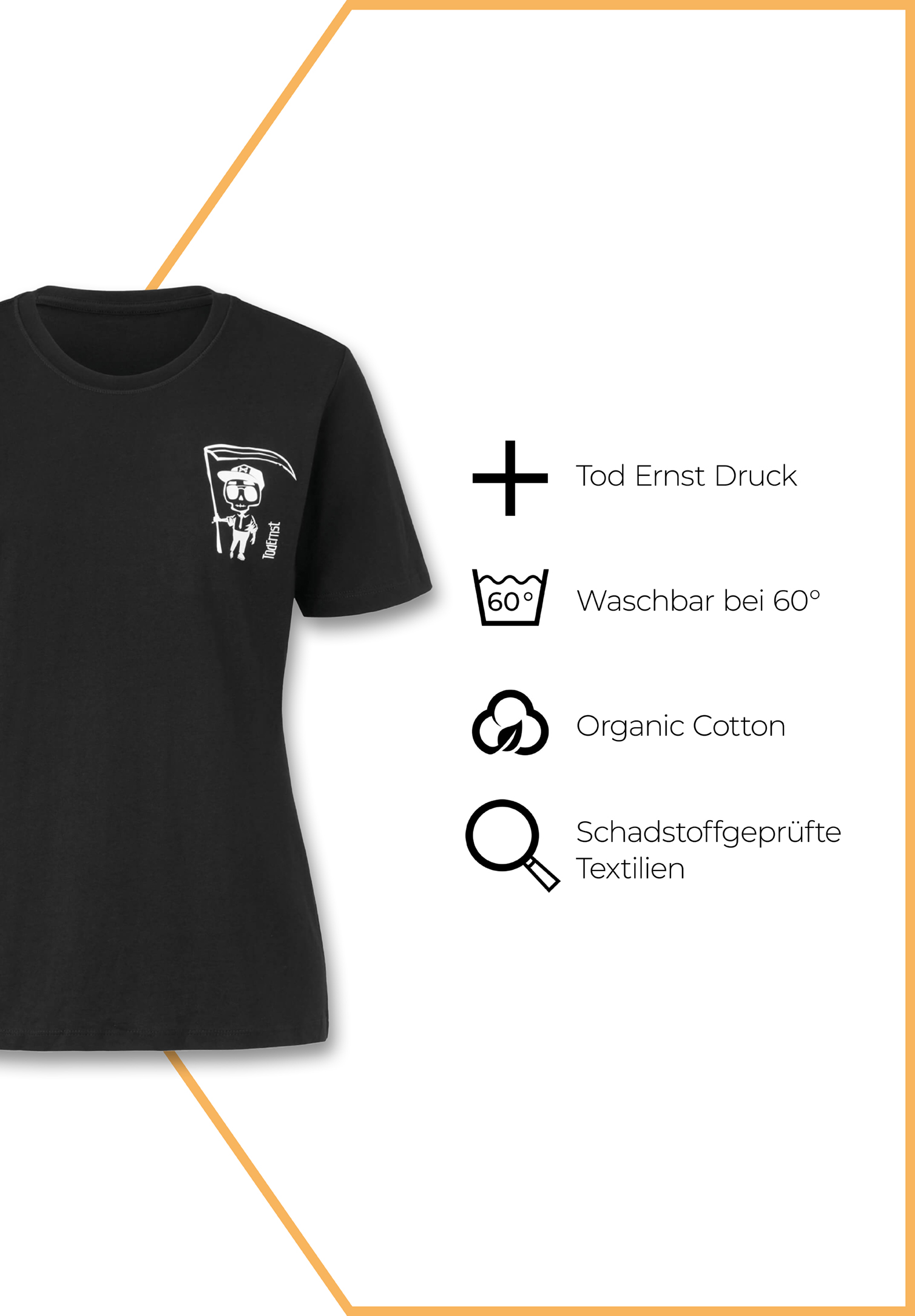tod ernst damen t-shirt - schwarz - m