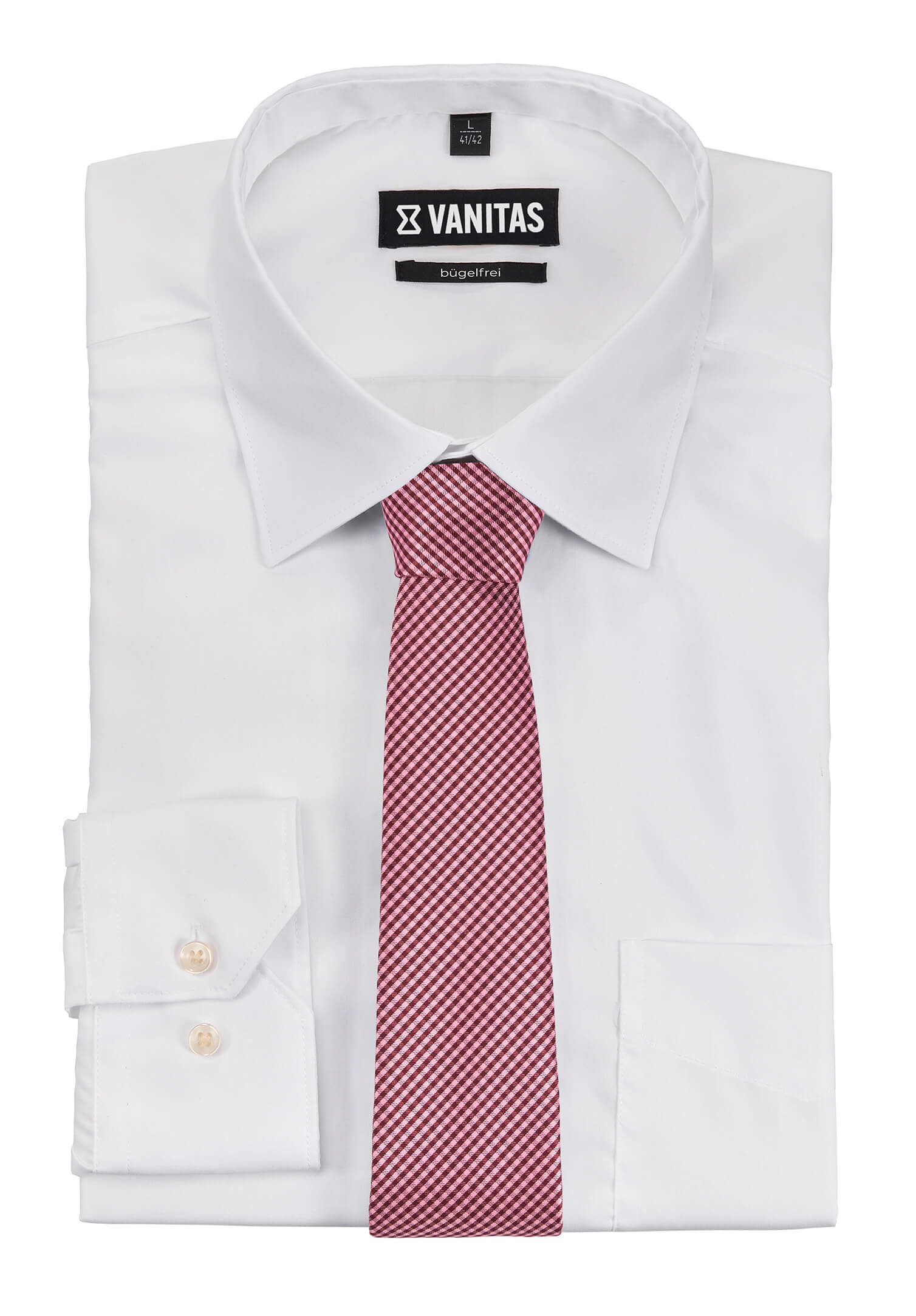 Krawatte Vichy-Karo bordeaux/rose leicht glänzend