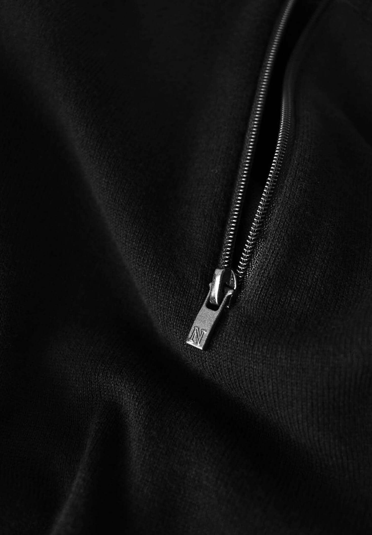 herren feinstrick pullover 1/4 zipp - schwarz - 2xl