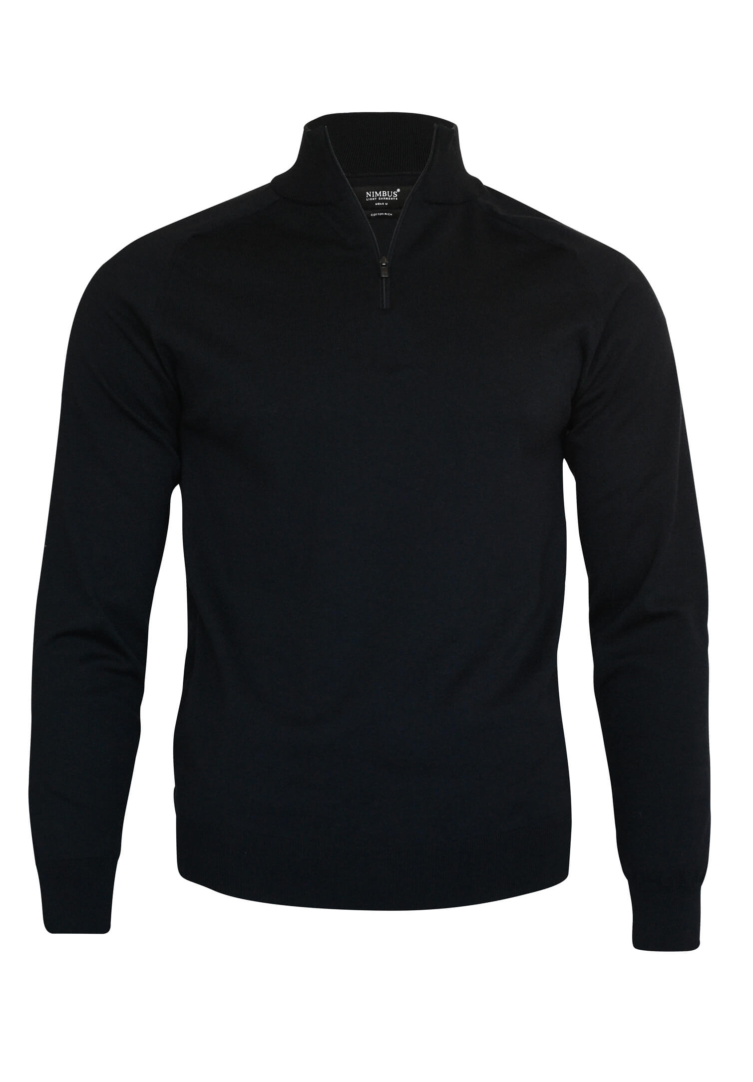 herren feinstrick pullover 1/4 zipp - schwarz - 2xl