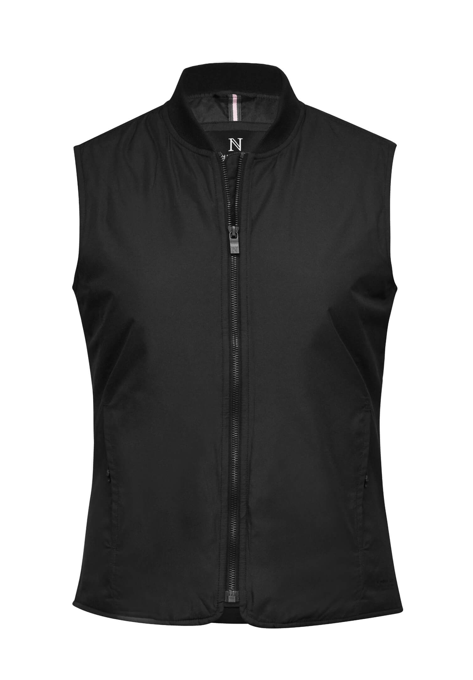 damen weste mit blousonkragen - schwarz - l
