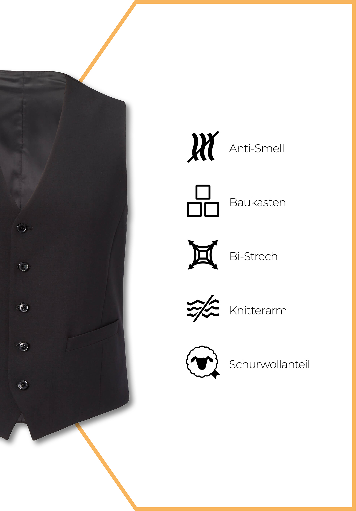 omnia weste modern fit - schwarz - 54