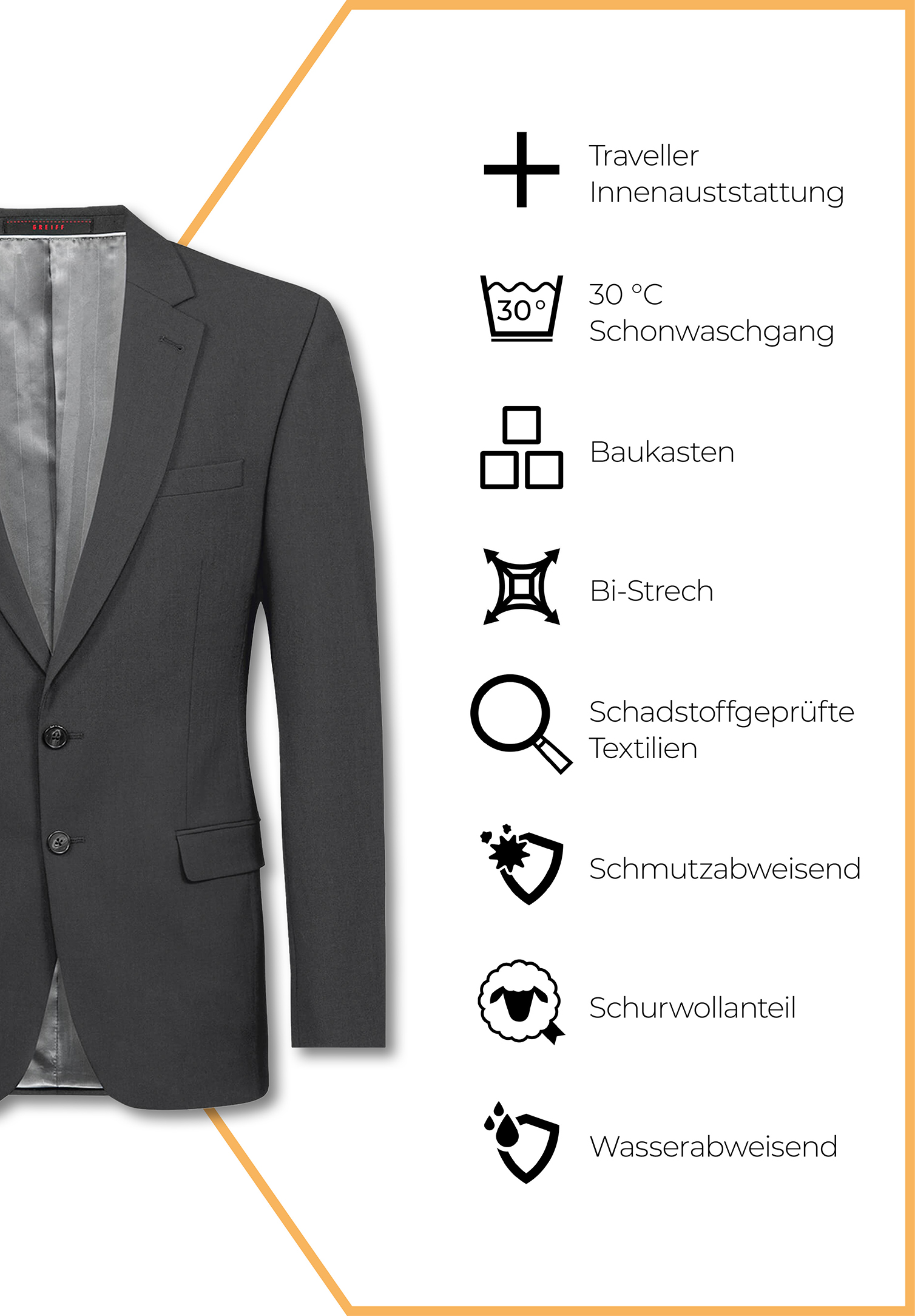 lux sakko slim fit - anthrazit - 46