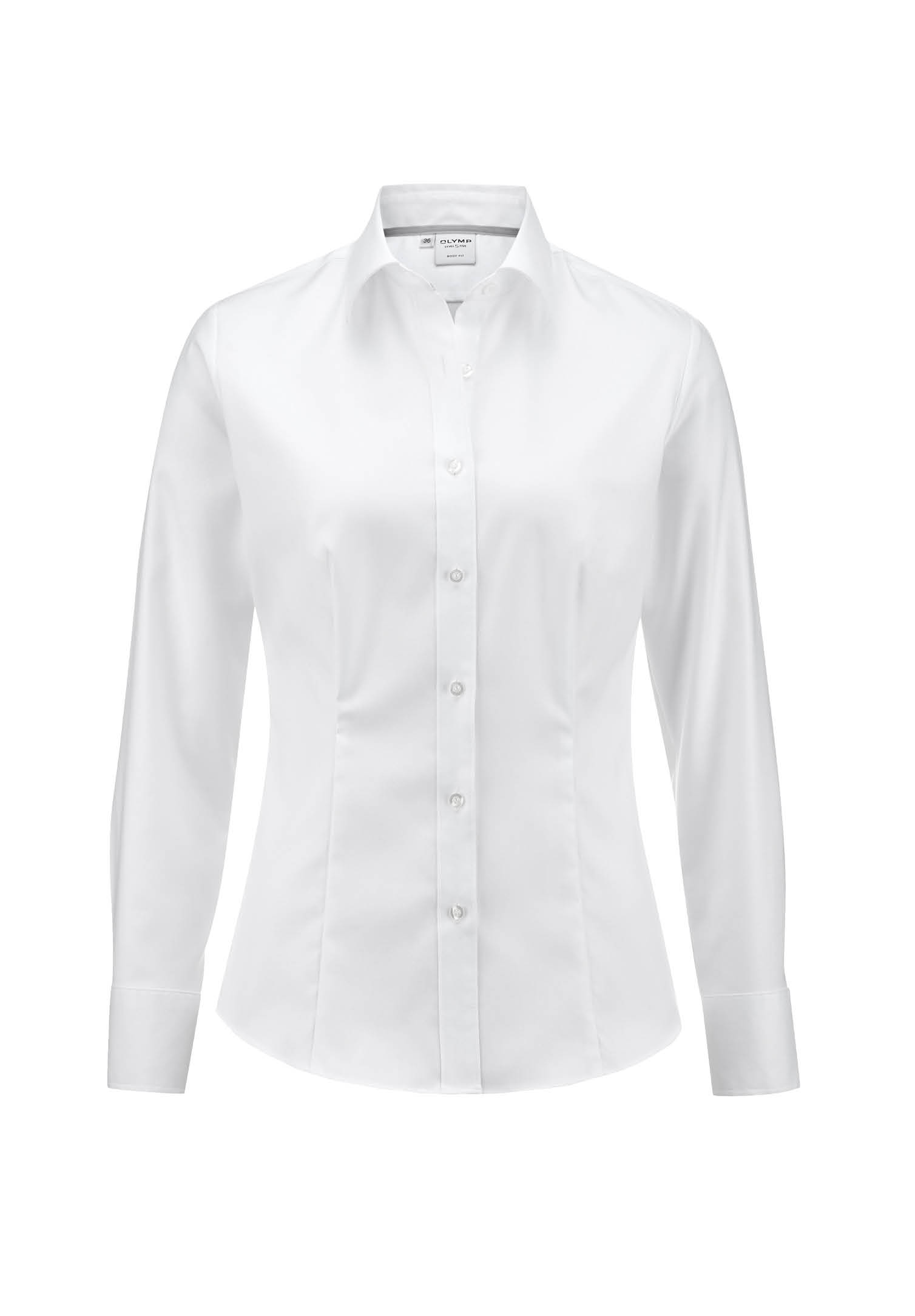 olymp bluse blickdicht twill slim fit - weiß - 36