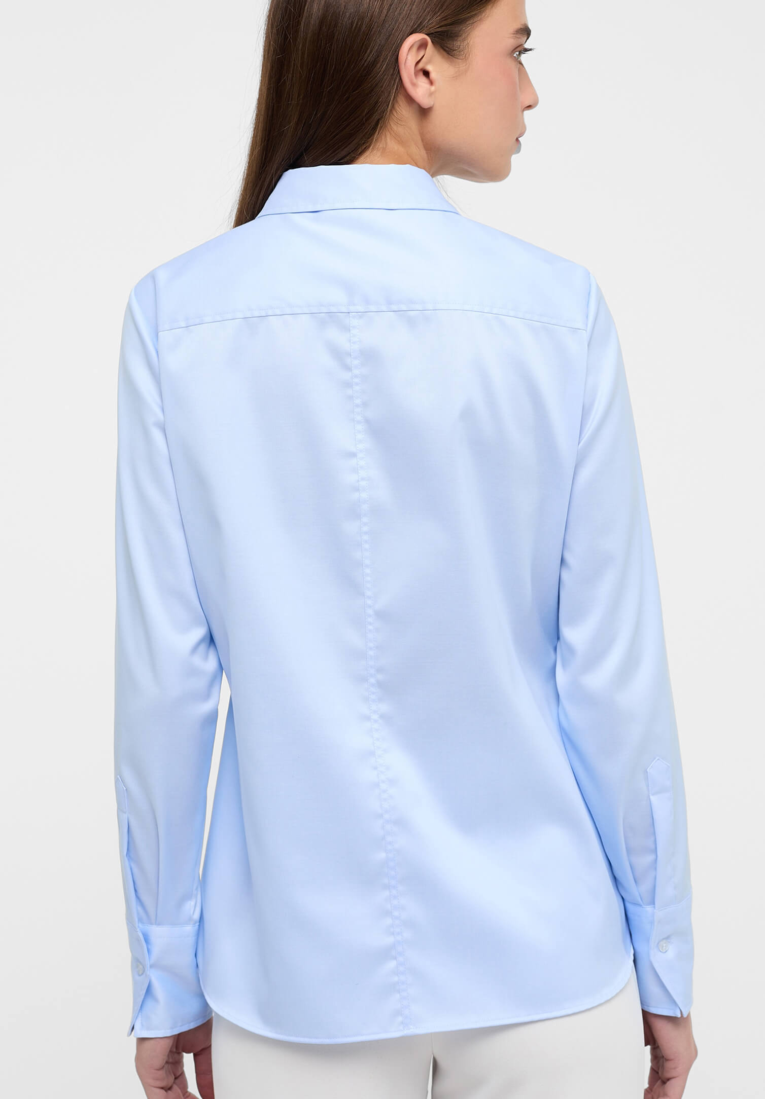 eterna blusen blickdicht modern fit langarm - hellblau - 38