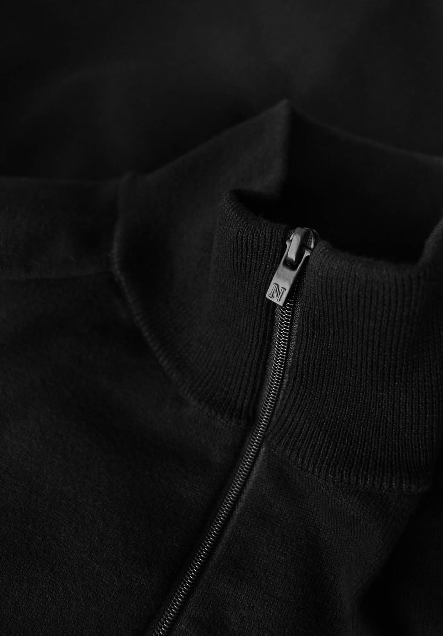 herren feinstrick pullover 1/4 zipp - schwarz - 2xl