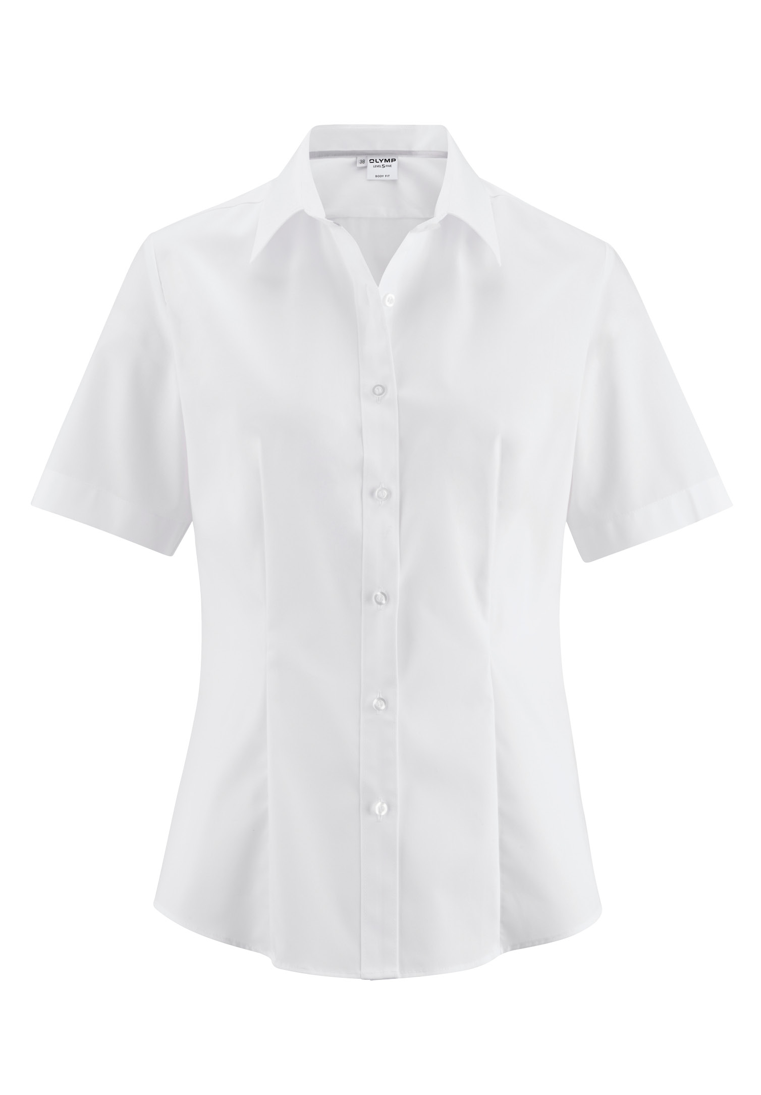 olymp bluse level 5 slim fit kurzarm - weiß - 34