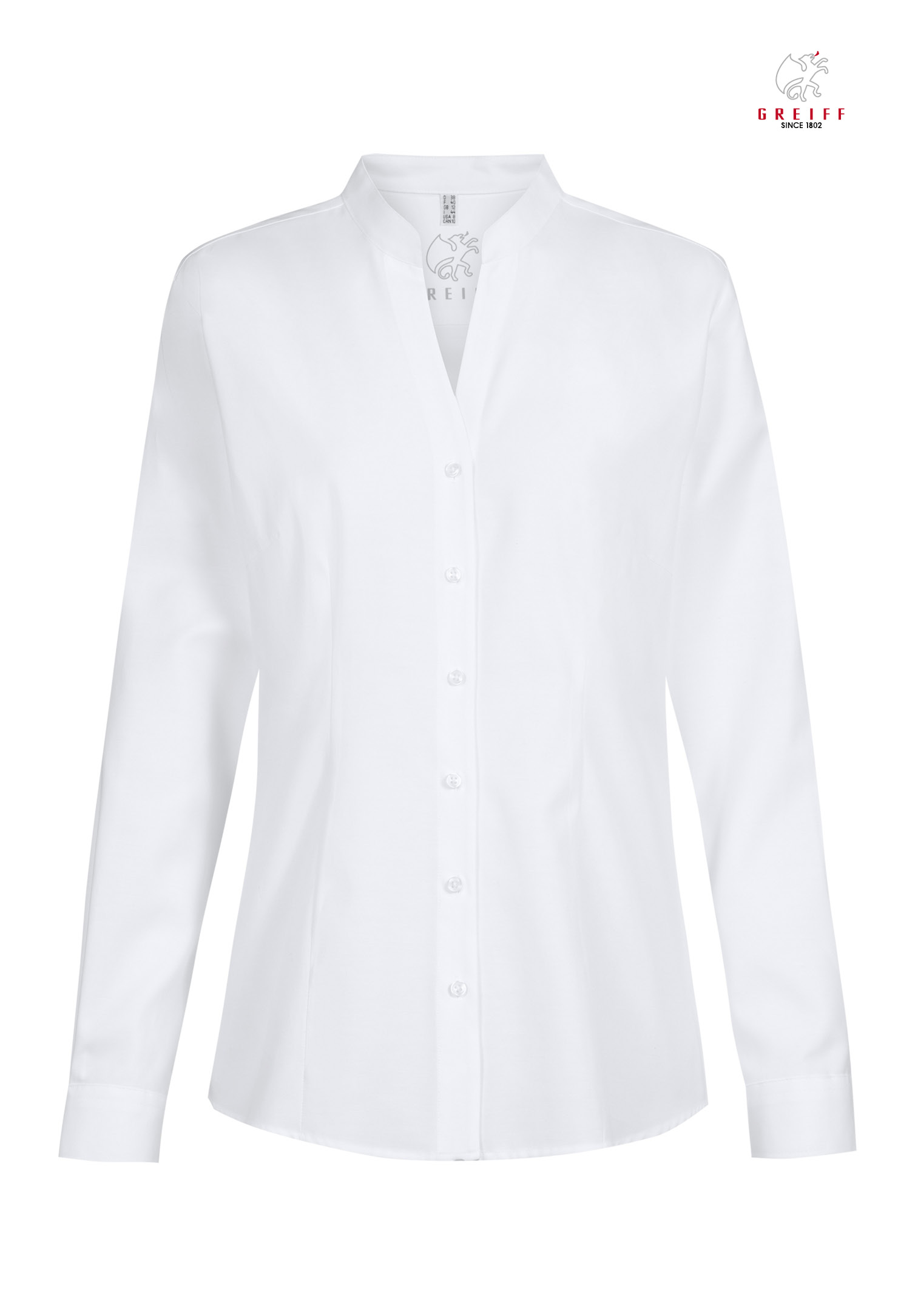 damen stehkragenbluse - weiß - 54