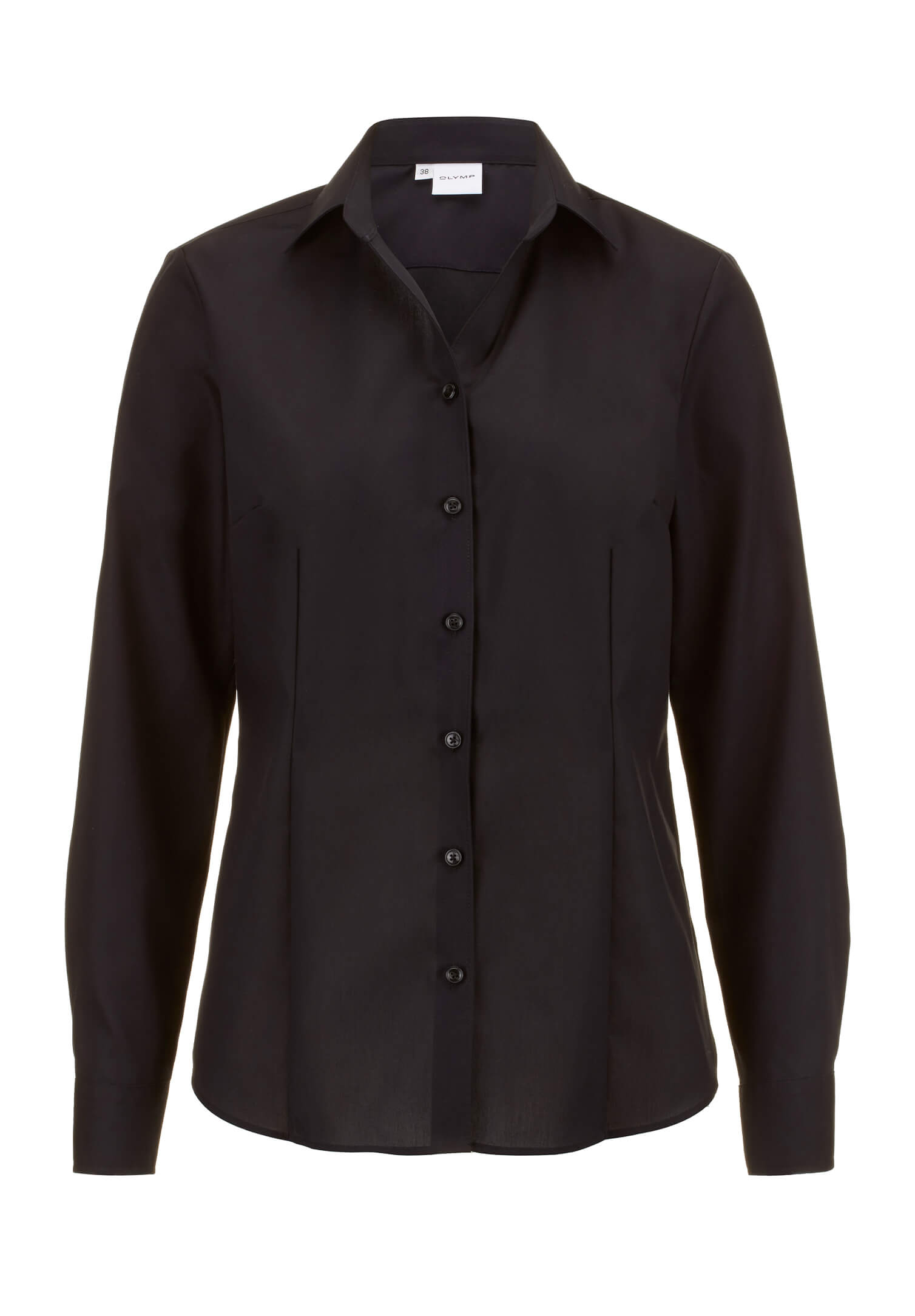luxor bluse uni comfort fit langarm - schwarz - 46